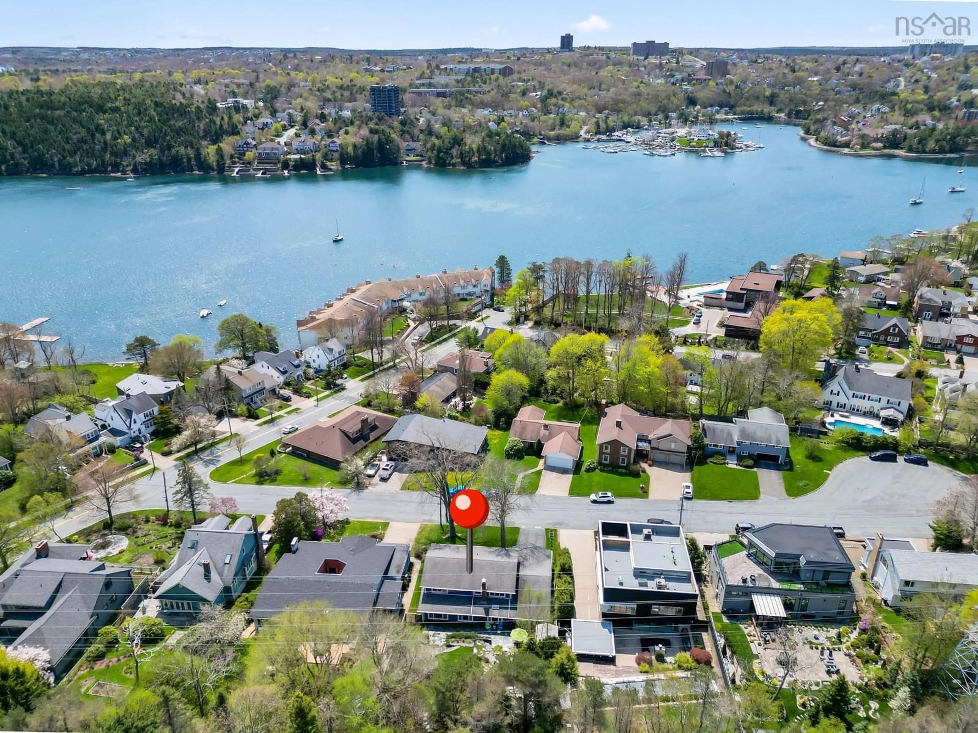 A pic from outside/outdoor area/front of a property/back of a property/a pic from drone, water/lake/river/ocean view for 1731 Dunvegan Dr, Halifax Nova Scotia B3H 4G2