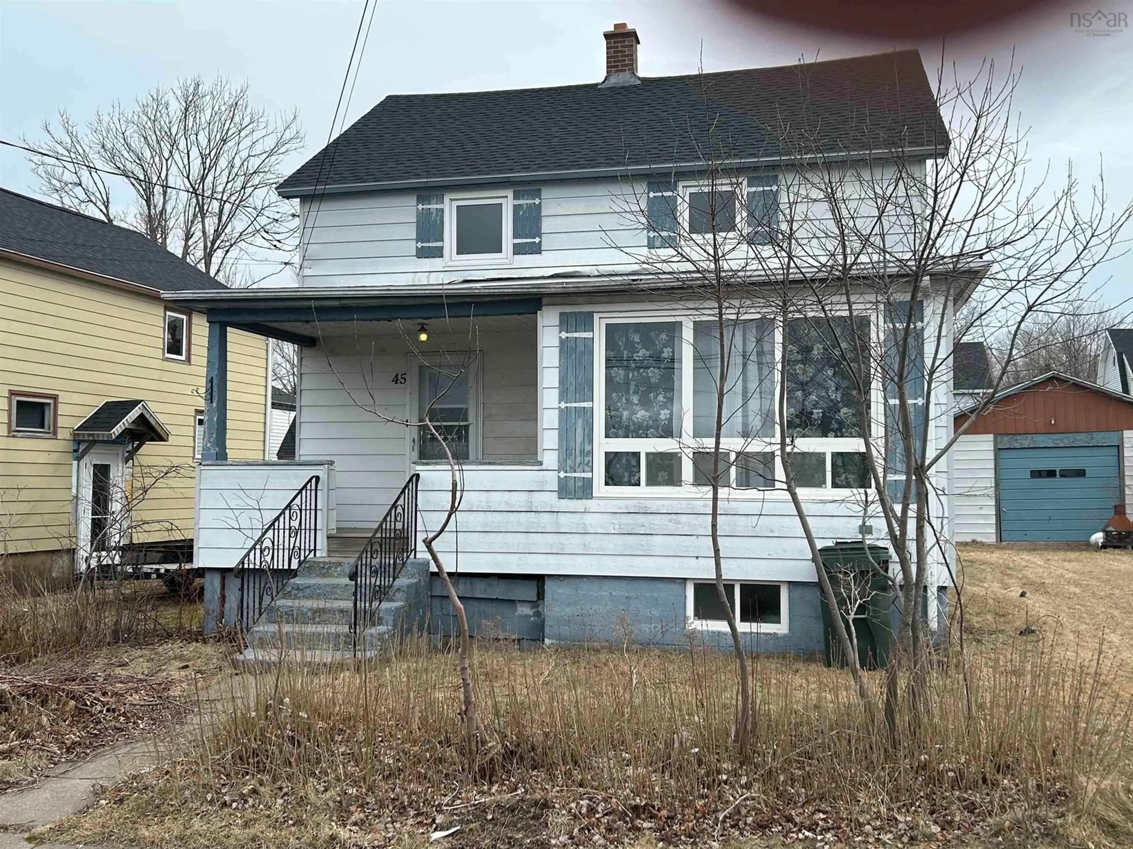 Home with vinyl exterior material, street for 45 Ashby Rd, Sydney Nova Scotia B1P 2R7