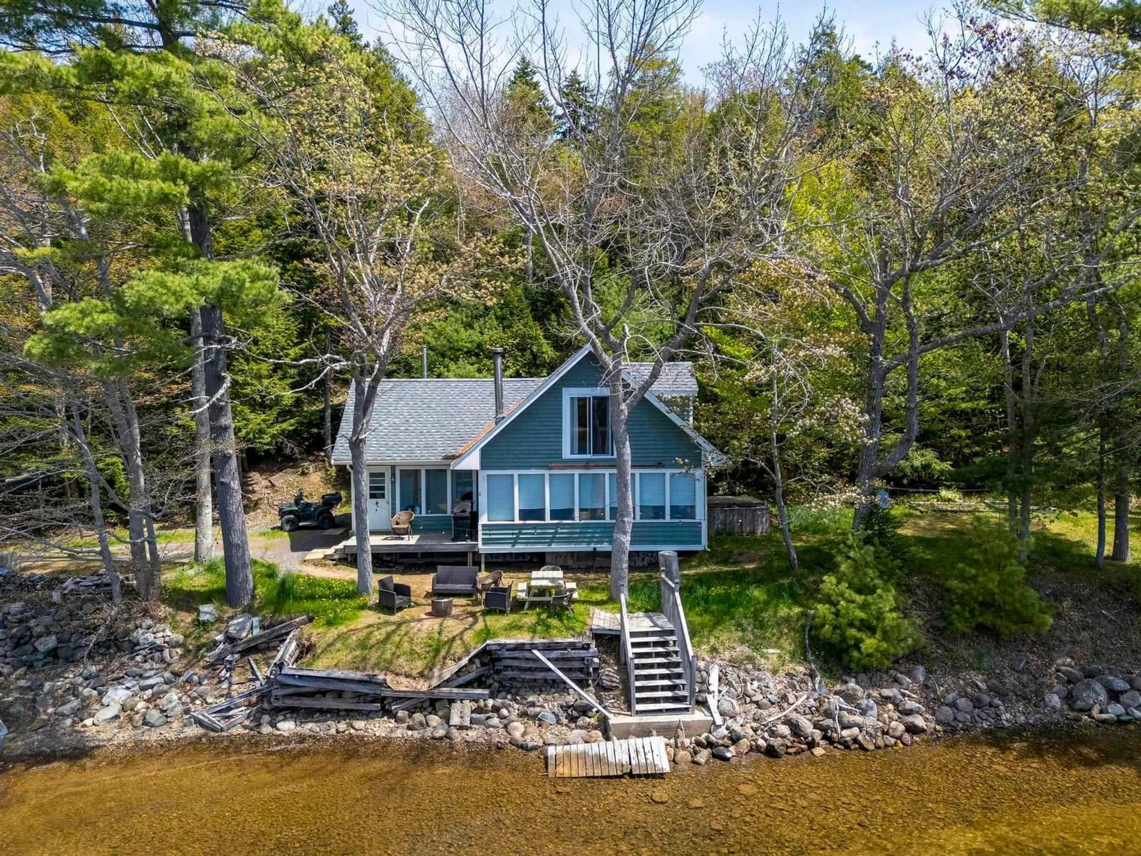 A pic from outside/outdoor area/front of a property/back of a property/a pic from drone, water/lake/river/ocean view for 323 Turtle Cove Road, Middle New Cornwall Nova Scotia B0J 2E0