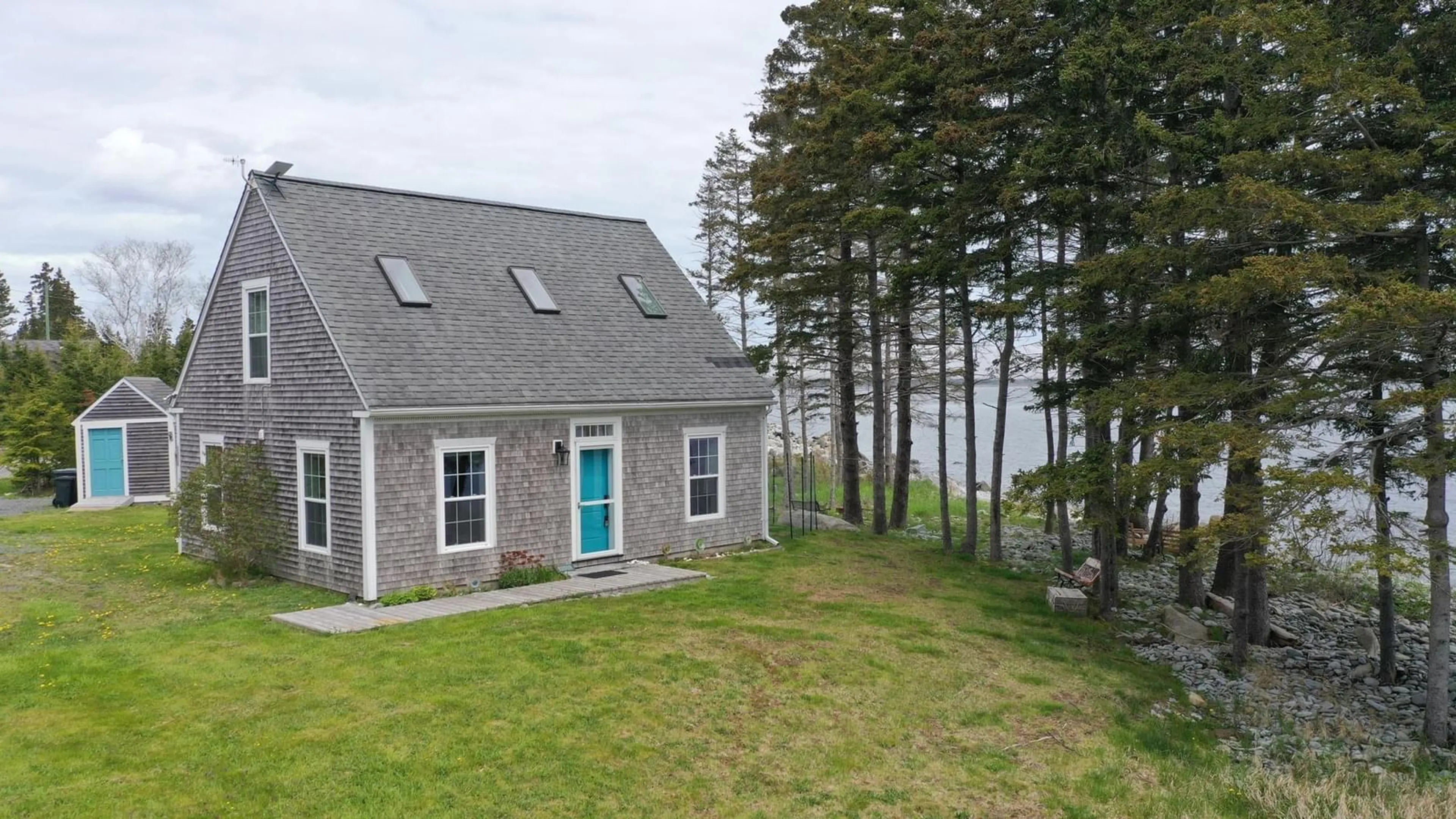 A pic from outside/outdoor area/front of a property/back of a property/a pic from drone, water/lake/river/ocean view for 569 Long Cove Rd, Port Medway Nova Scotia B0J 2T0