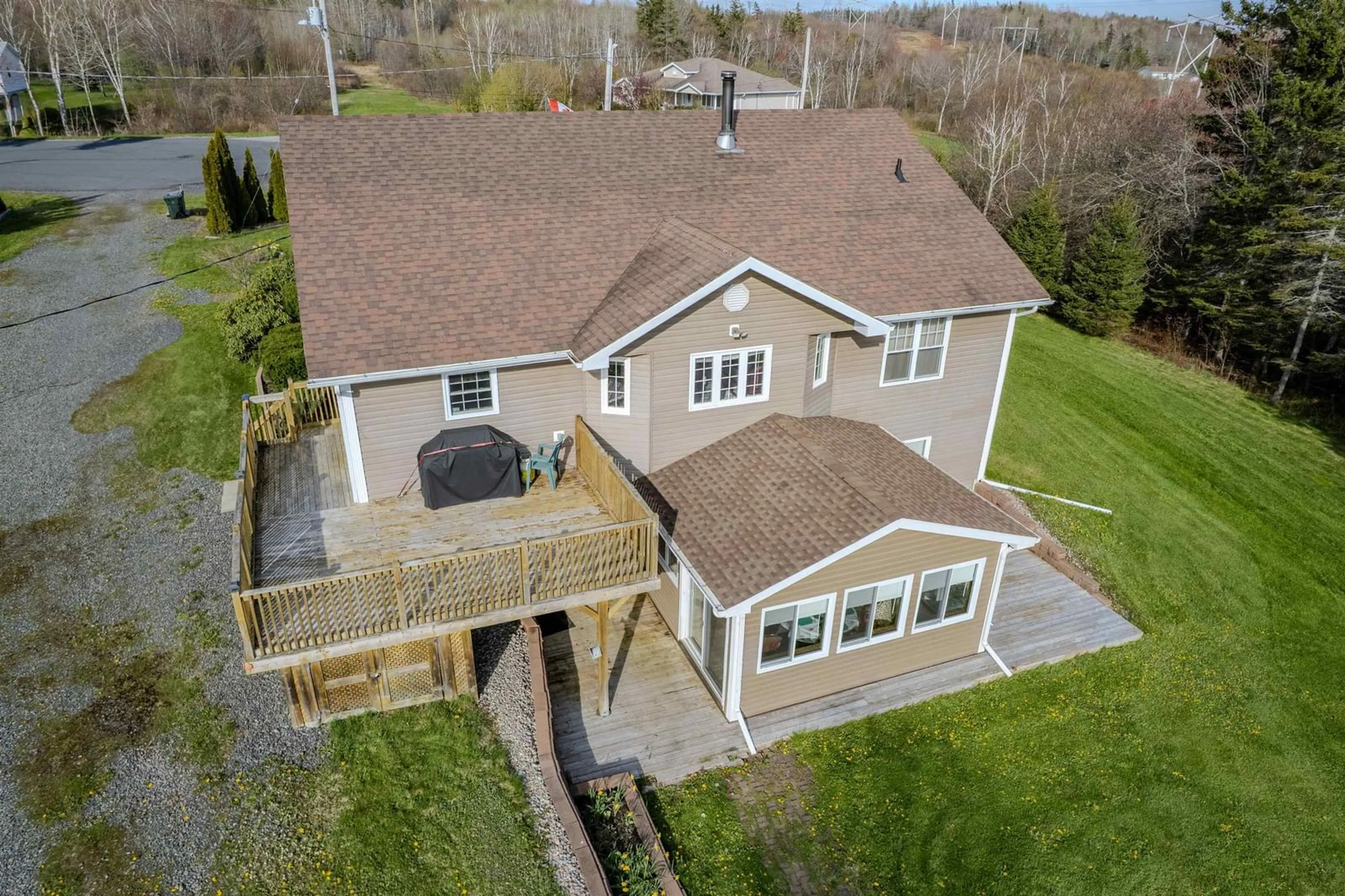 A pic from outside/outdoor area/front of a property/back of a property/a pic from drone, building for 156 Nickelwood Dr, River Ryan Nova Scotia B1H 5R7