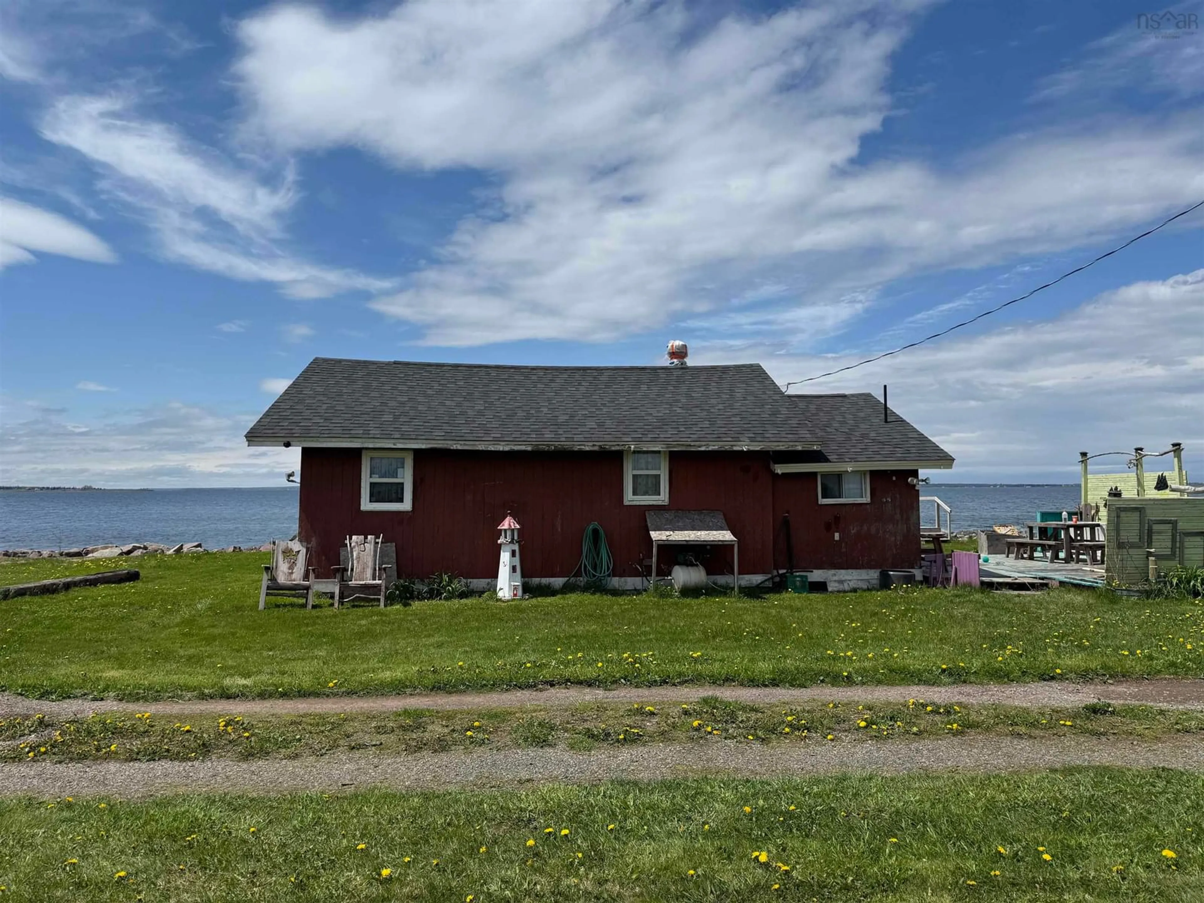 A pic from outside/outdoor area/front of a property/back of a property/a pic from drone, water/lake/river/ocean view for 28 Quahog Lane, Brule Point Nova Scotia B0K 1V0