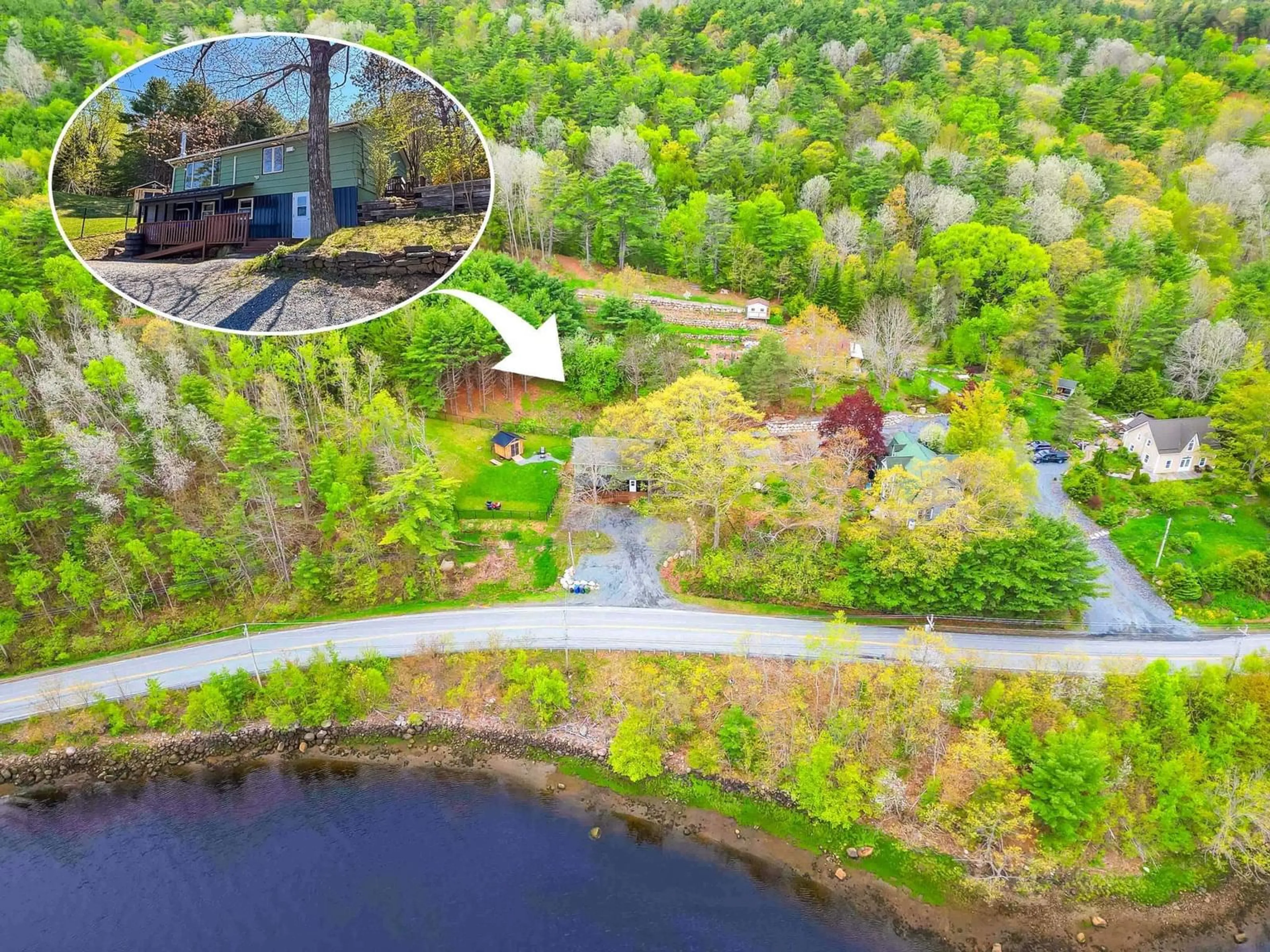 A pic from outside/outdoor area/front of a property/back of a property/a pic from drone, water/lake/river/ocean view for 546 Highway 331, Conquerall Bank Nova Scotia B4V 0H4