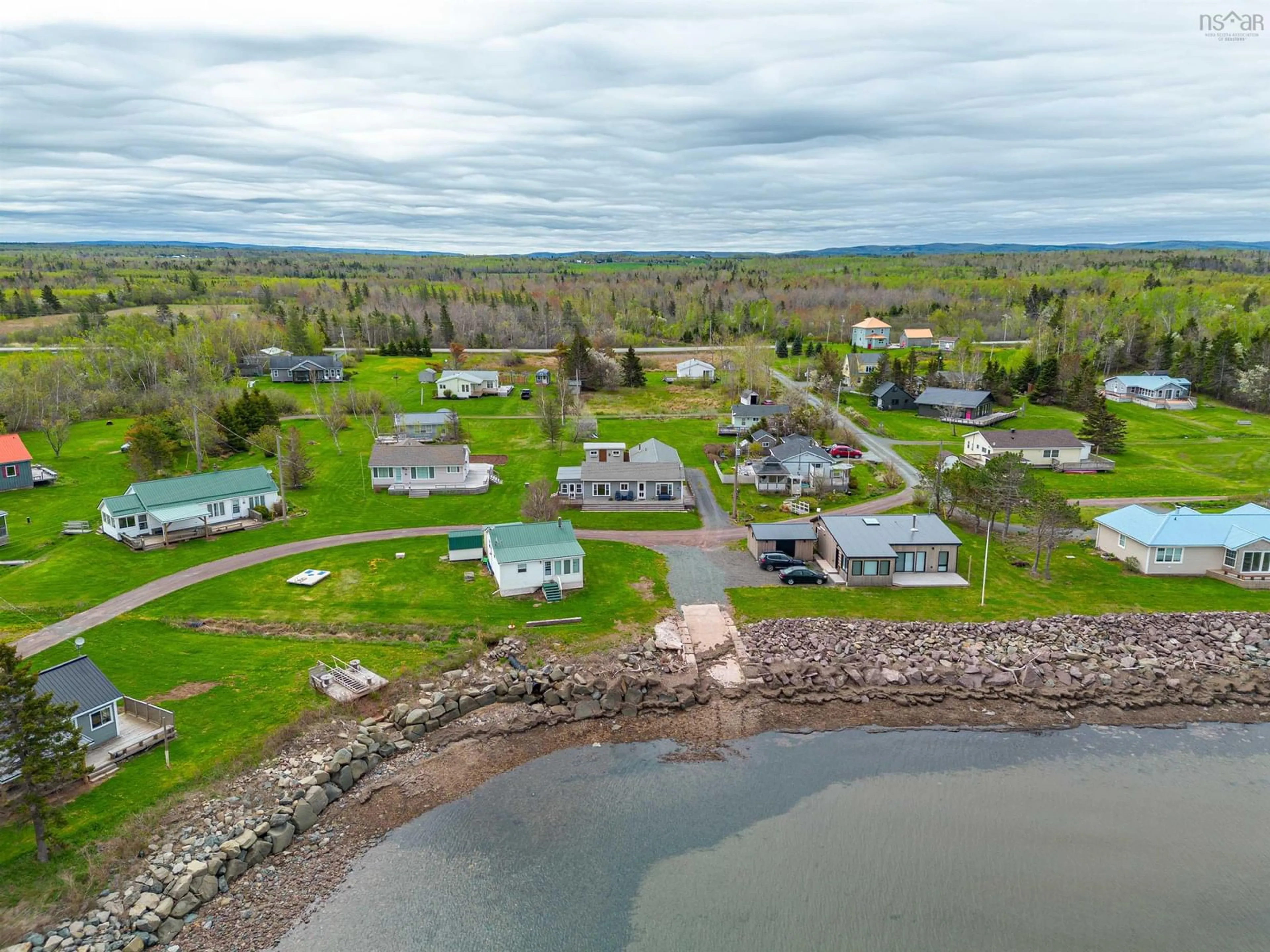 A pic from outside/outdoor area/front of a property/back of a property/a pic from drone, water/lake/river/ocean view for 54 Smith Cove Rd, Brule Nova Scotia B0K 1V0