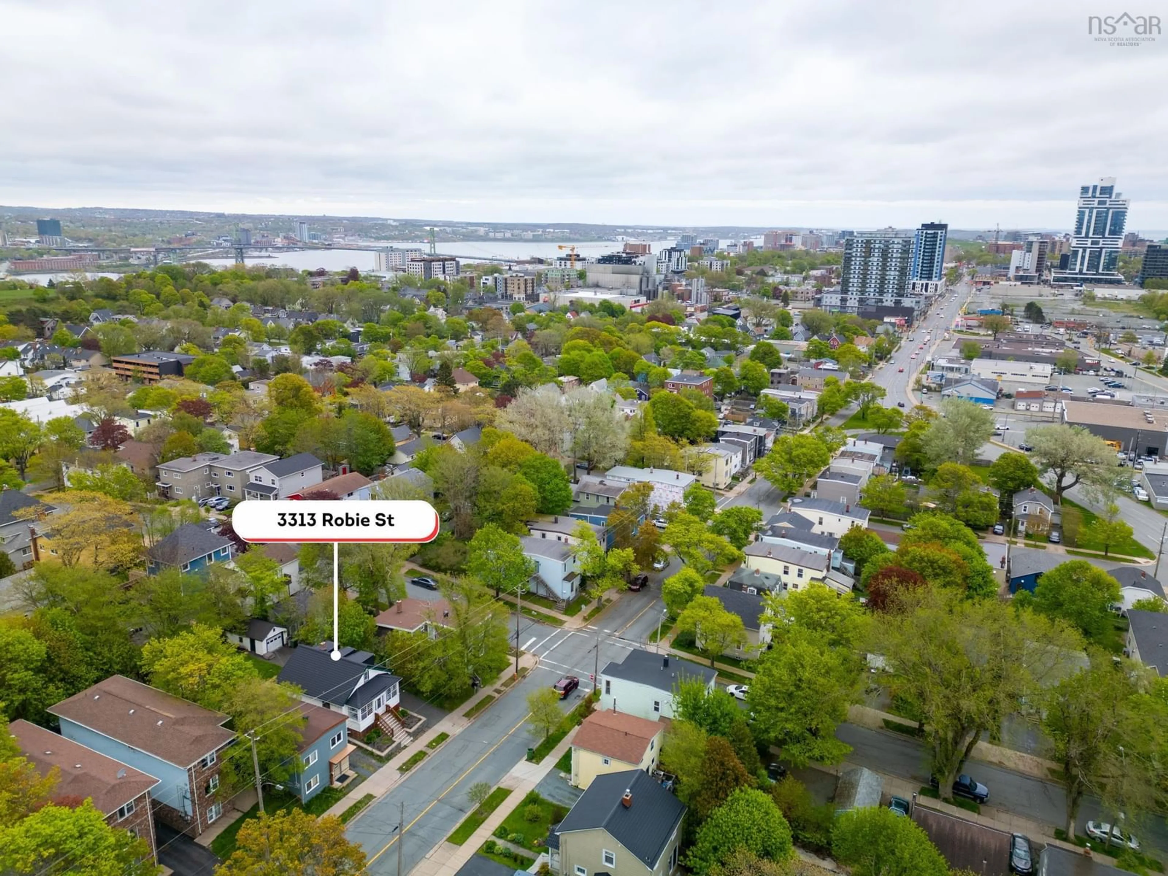 A pic from outside/outdoor area/front of a property/back of a property/a pic from drone, city buildings view from balcony for 3313 Robie St, North End Nova Scotia B3K 4R8