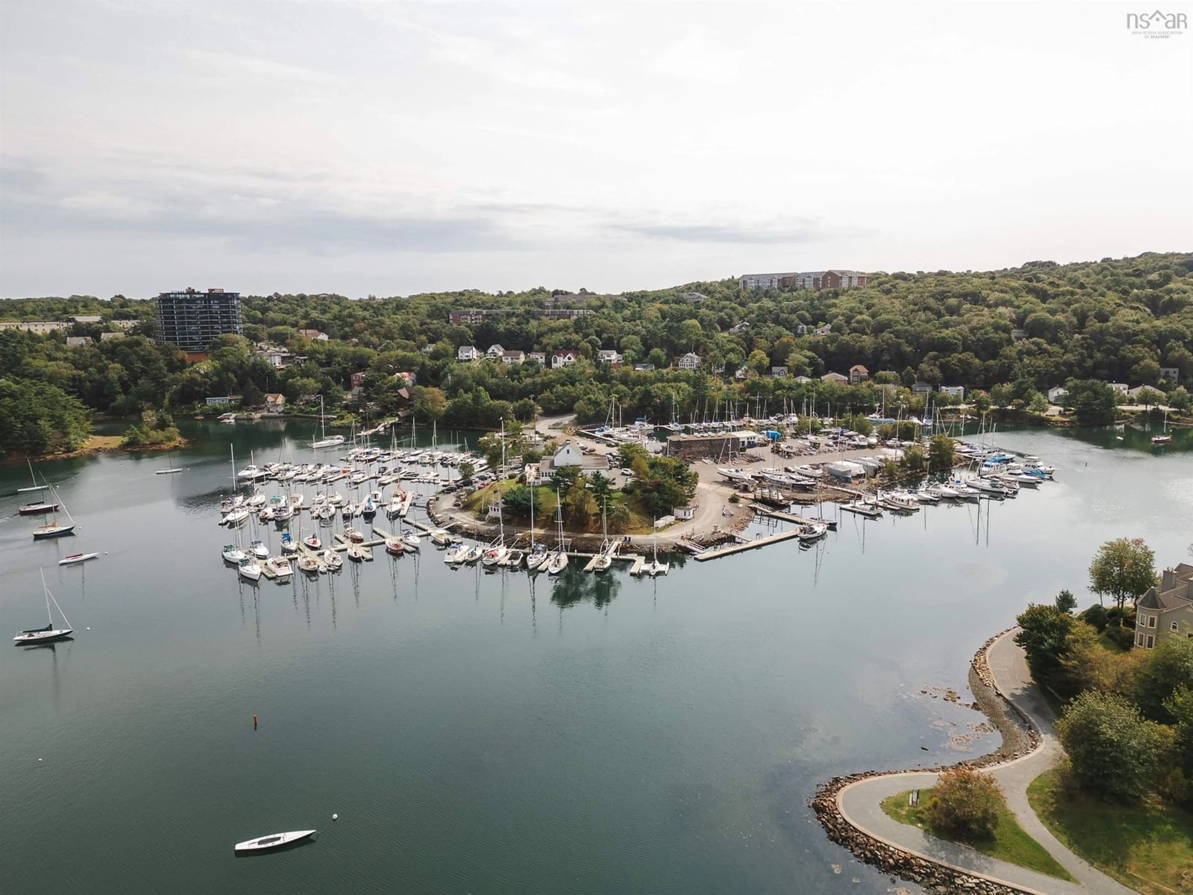 A pic from outside/outdoor area/front of a property/back of a property/a pic from drone, water/lake/river/ocean view for 69 Anchor Dr, Halifax Nova Scotia B3N 3B9