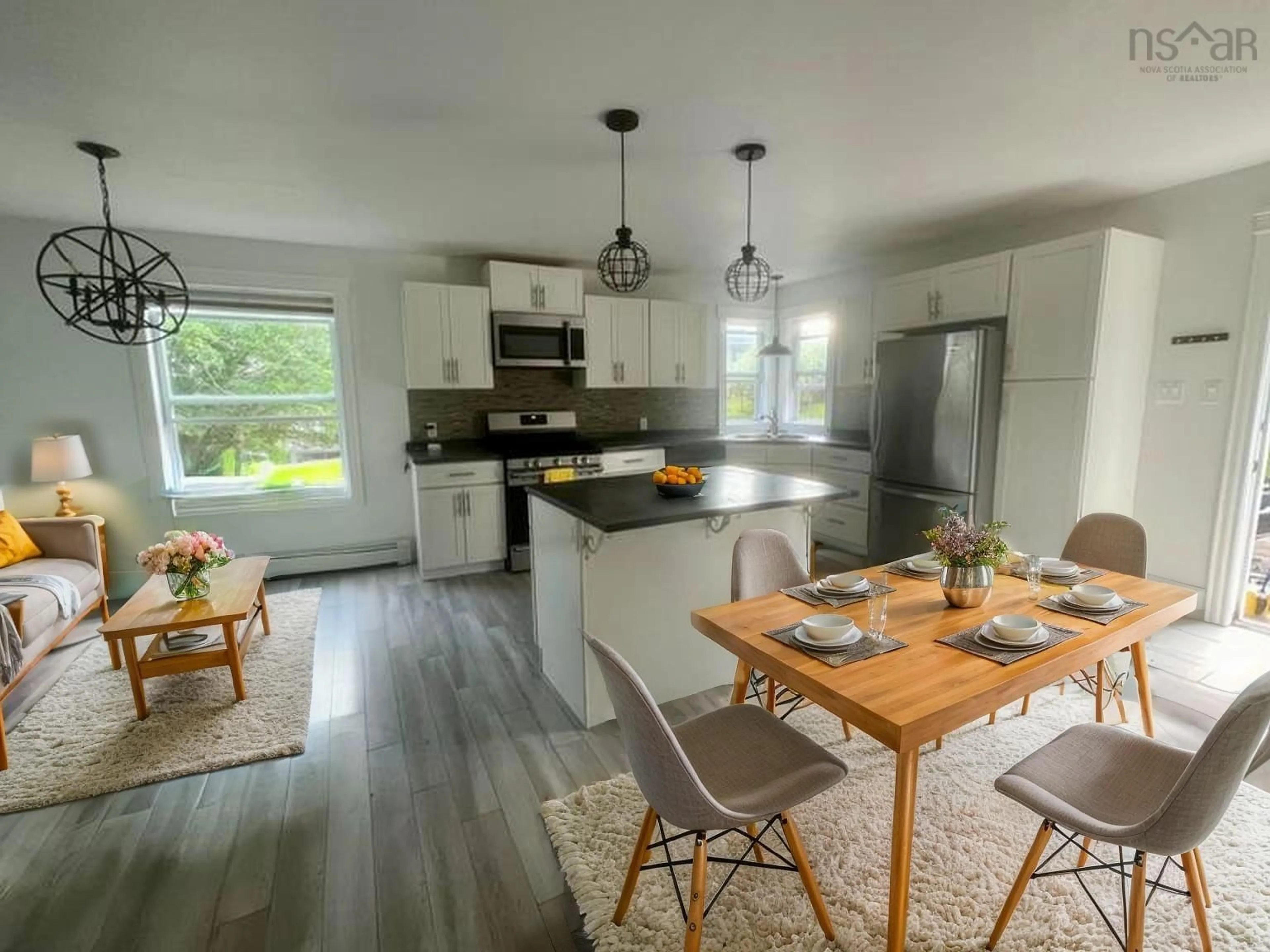 Open concept kitchen, wood/laminate floor for 46 Holmes Hill Rd #Unit A, Hantsport Nova Scotia B0P 1P0