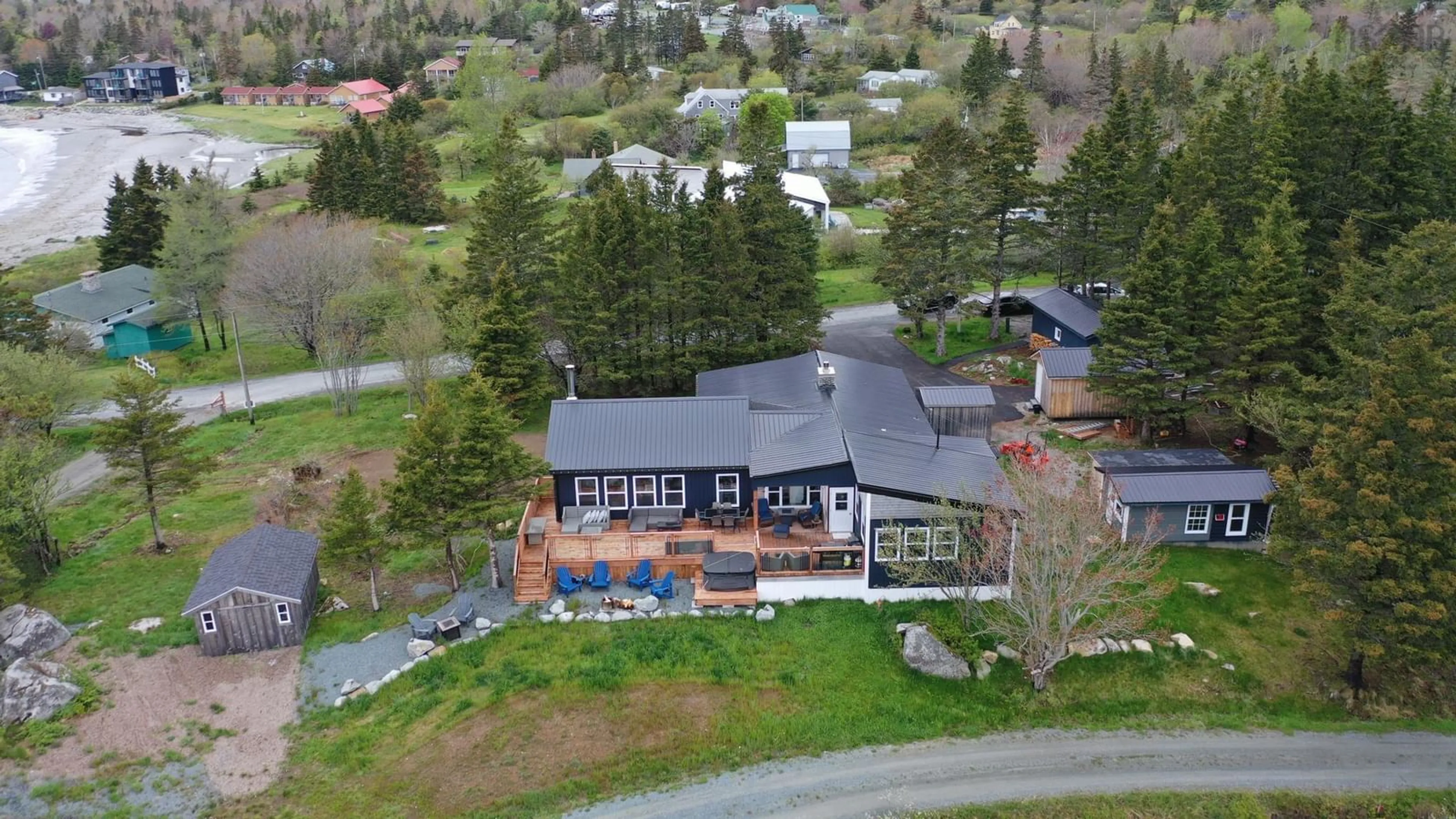 A pic from outside/outdoor area/front of a property/back of a property/a pic from drone, unknown for 81 Hunts Point Wharf Rd, Hunts Point Nova Scotia B0T 1G0
