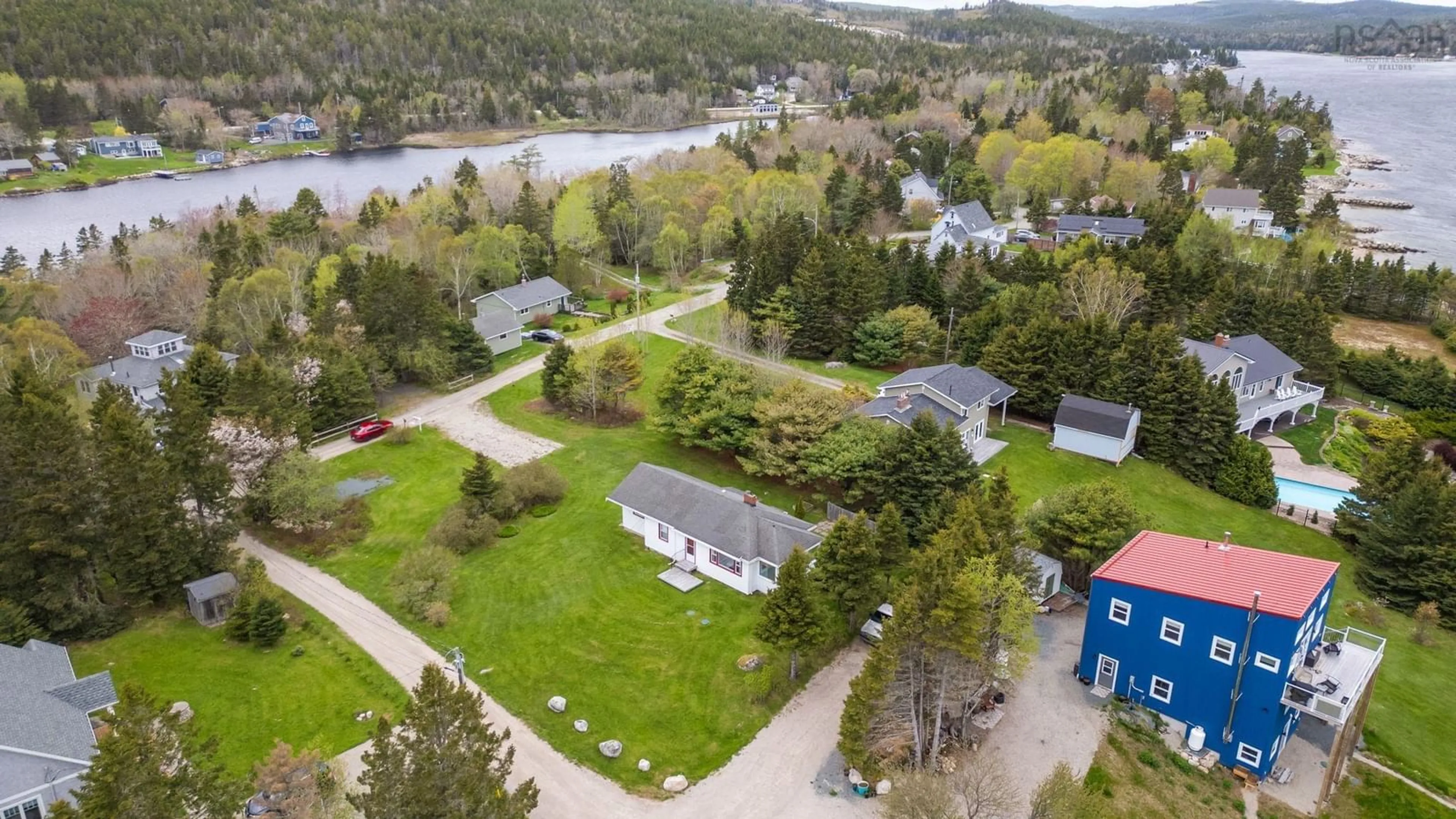 A pic from outside/outdoor area/front of a property/back of a property/a pic from drone, water/lake/river/ocean view for 104 Meisners Point Rd, Ingramport Nova Scotia B3Z 3Z2