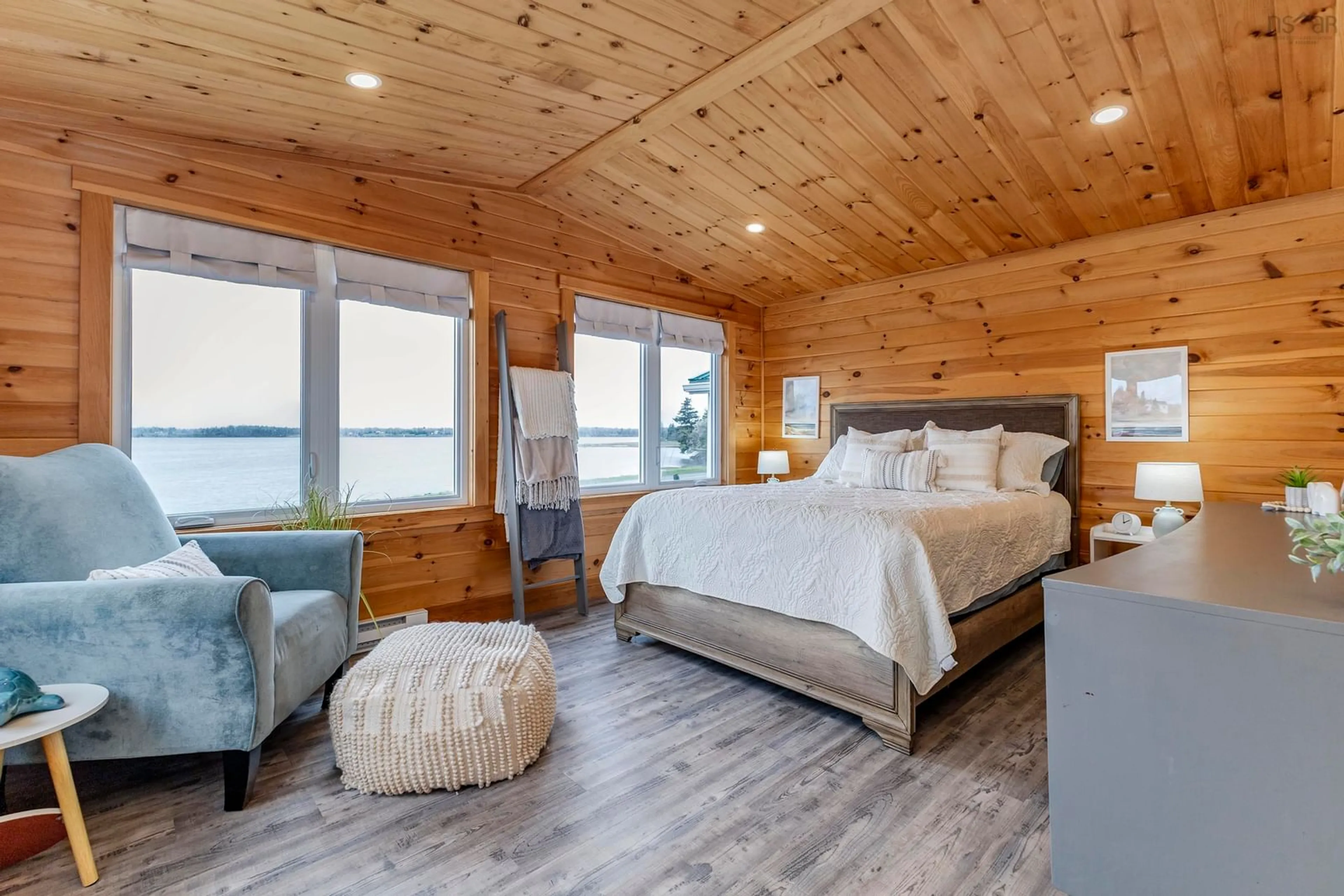 Bedroom with bed, wood/laminate floor for 565 Caribou Island Rd, Caribou Island Nova Scotia B0K 1H0