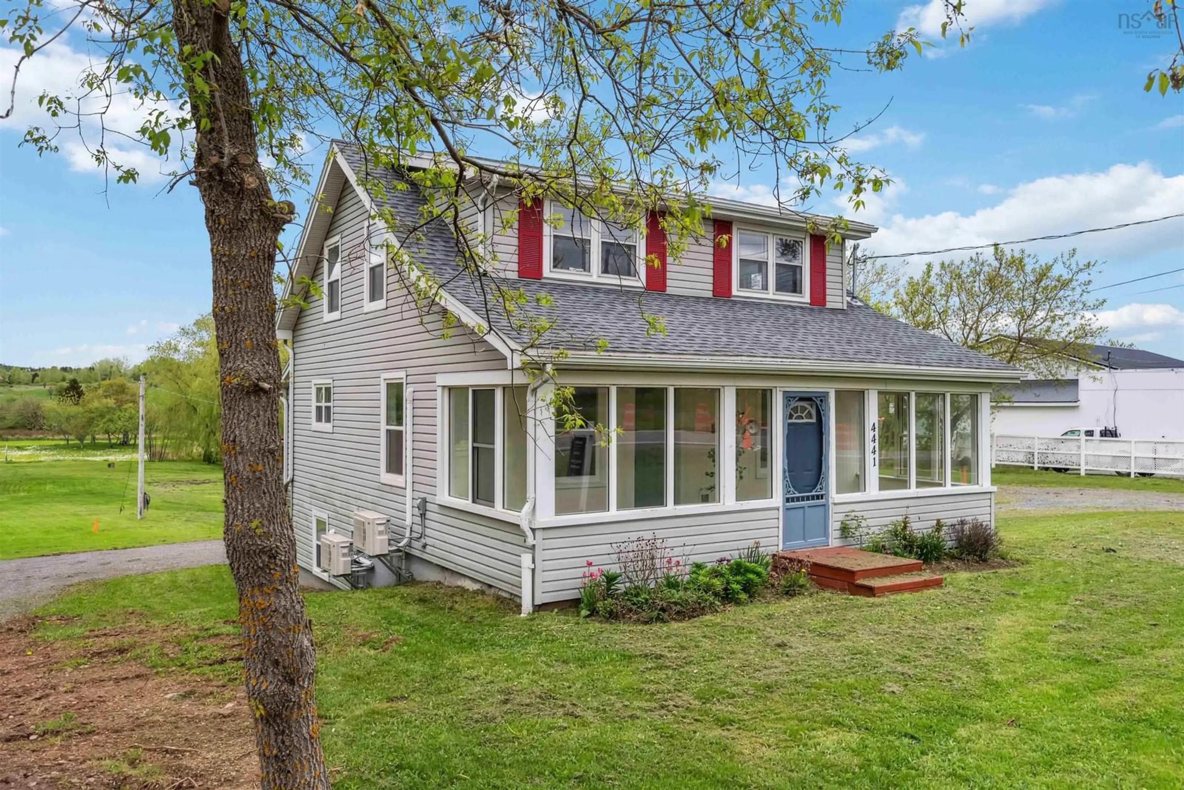 Home with vinyl exterior material, street for 4441 Highway 1, Three Mile Plains Nova Scotia B0N 2T0