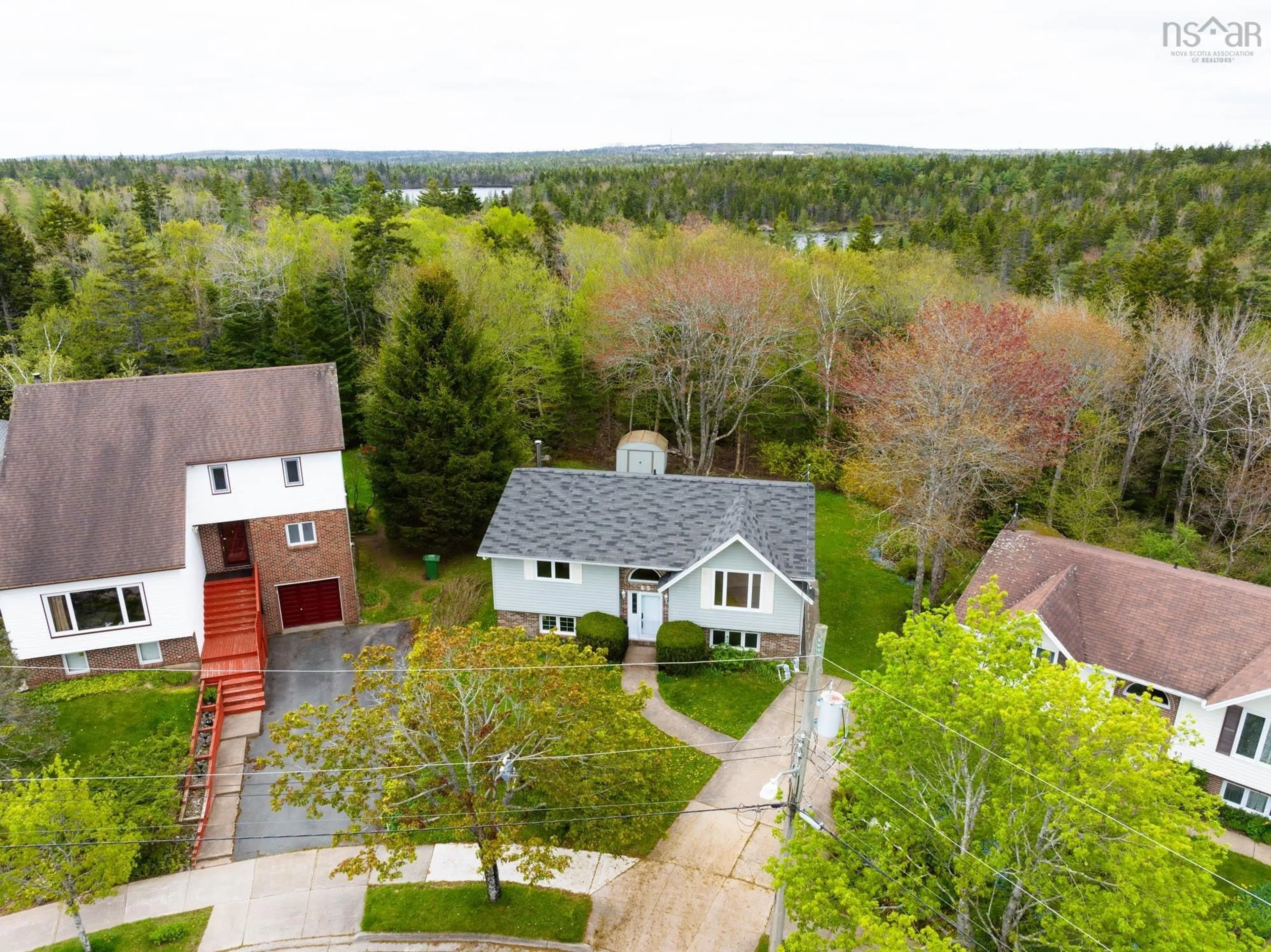 A pic from outside/outdoor area/front of a property/back of a property/a pic from drone, street for 45 Feldspar Cres, Halifax Nova Scotia B3R 2M2