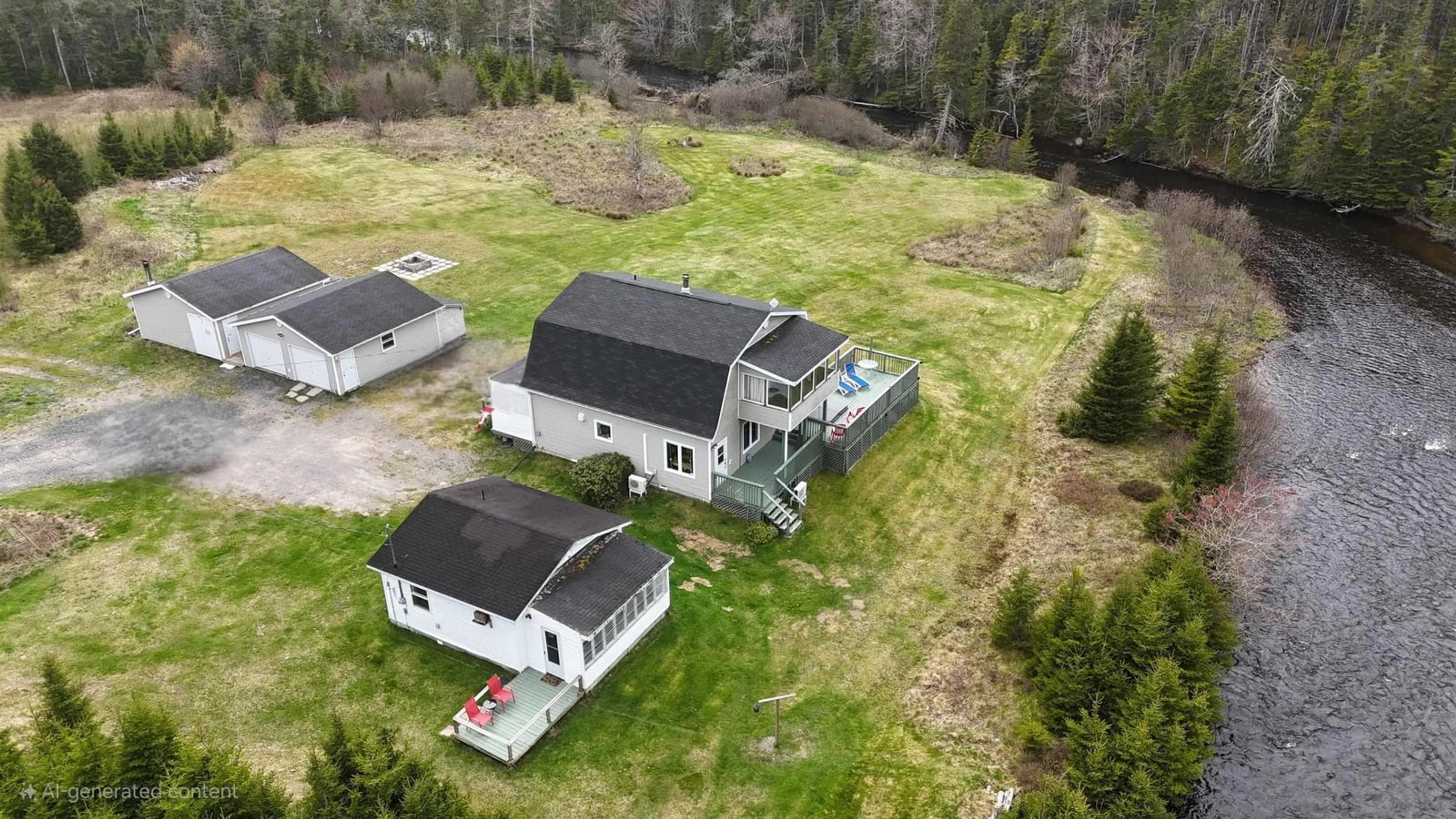 A pic from outside/outdoor area/front of a property/back of a property/a pic from drone, unknown for 1235 Loch Lomond Rd, Grand River Falls Nova Scotia B0E 1M0