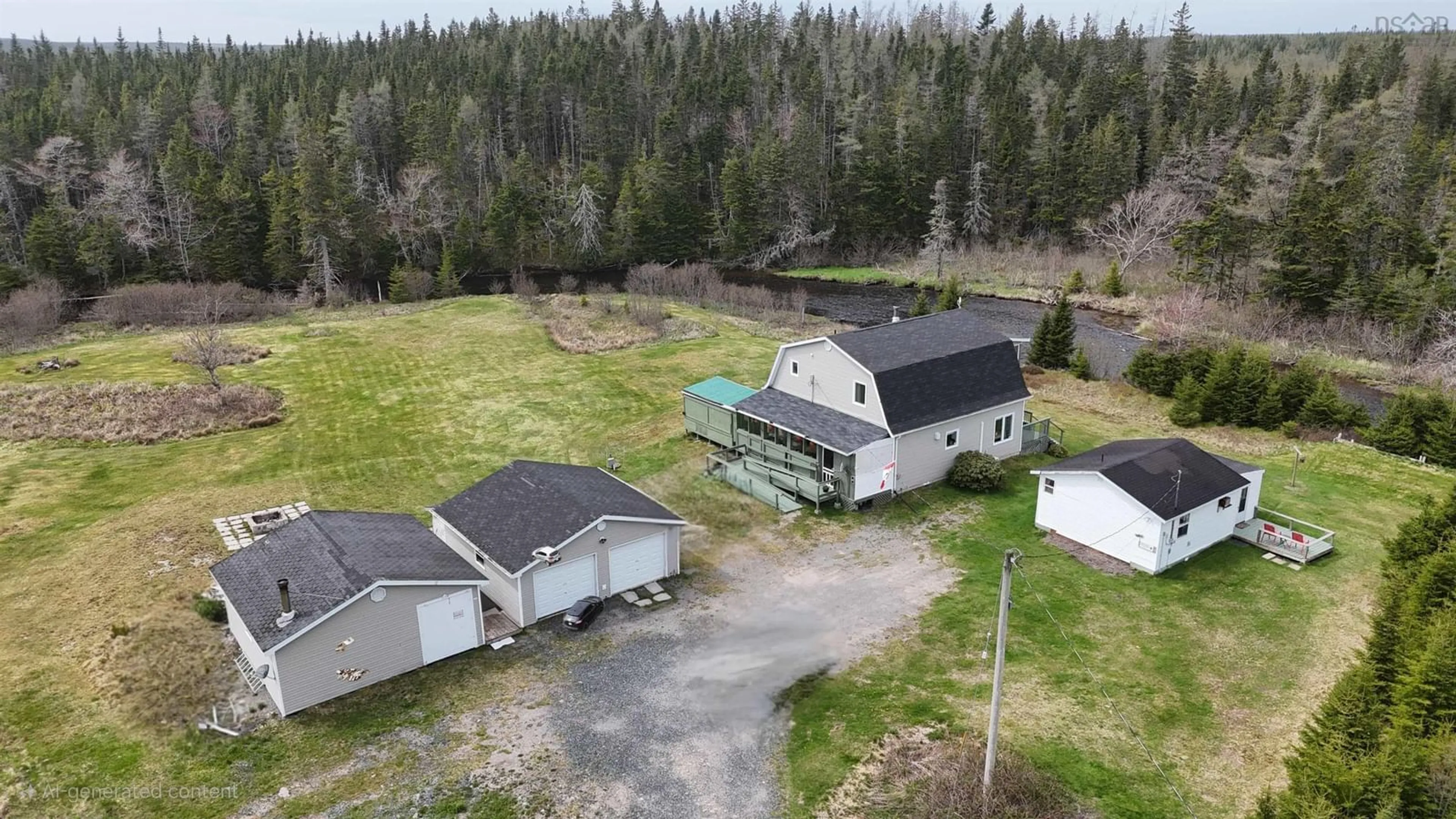 A pic from outside/outdoor area/front of a property/back of a property/a pic from drone, unknown for 1235 Loch Lomond Rd, Grand River Falls Nova Scotia B0E 1M0