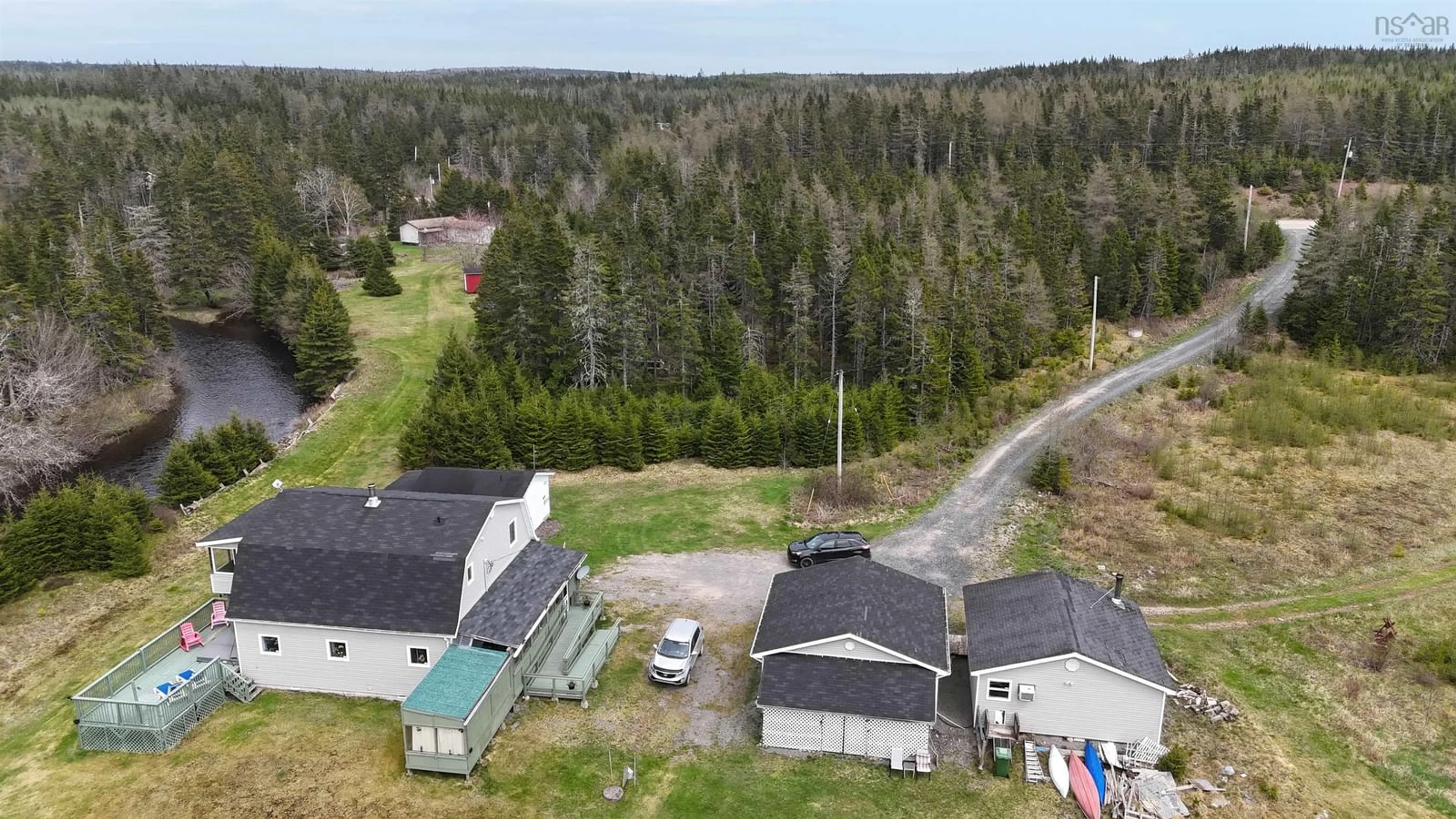 A pic from outside/outdoor area/front of a property/back of a property/a pic from drone, unknown for 1235 Loch Lomond Rd, Grand River Falls Nova Scotia B0E 1M0