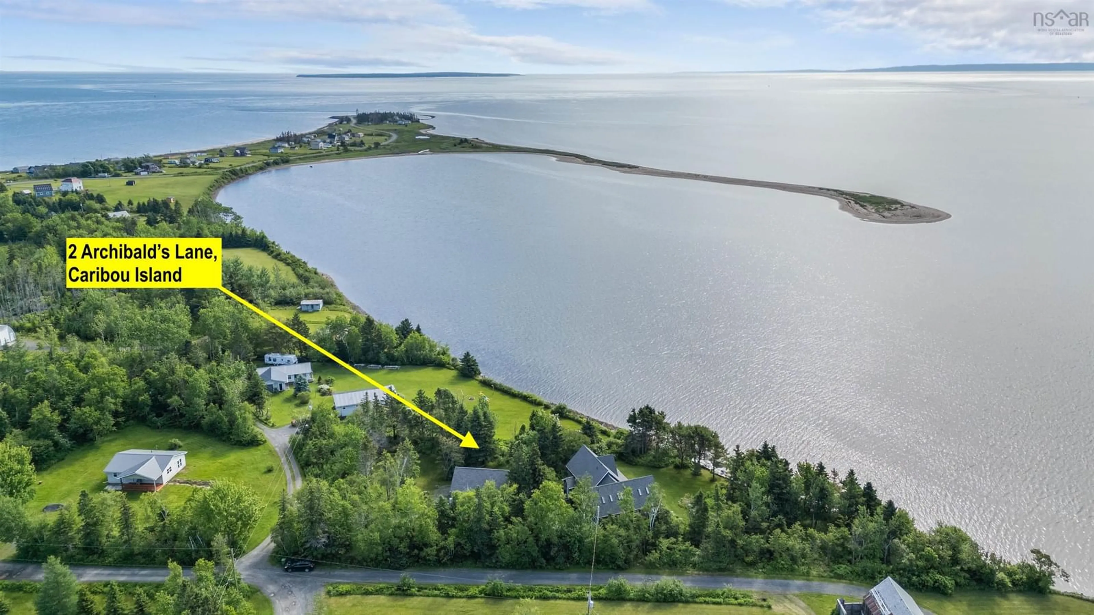 A pic from outside/outdoor area/front of a property/back of a property/a pic from drone, water/lake/river/ocean view for 2 Archibald's Lane, Caribou Island Nova Scotia B0K 1H0