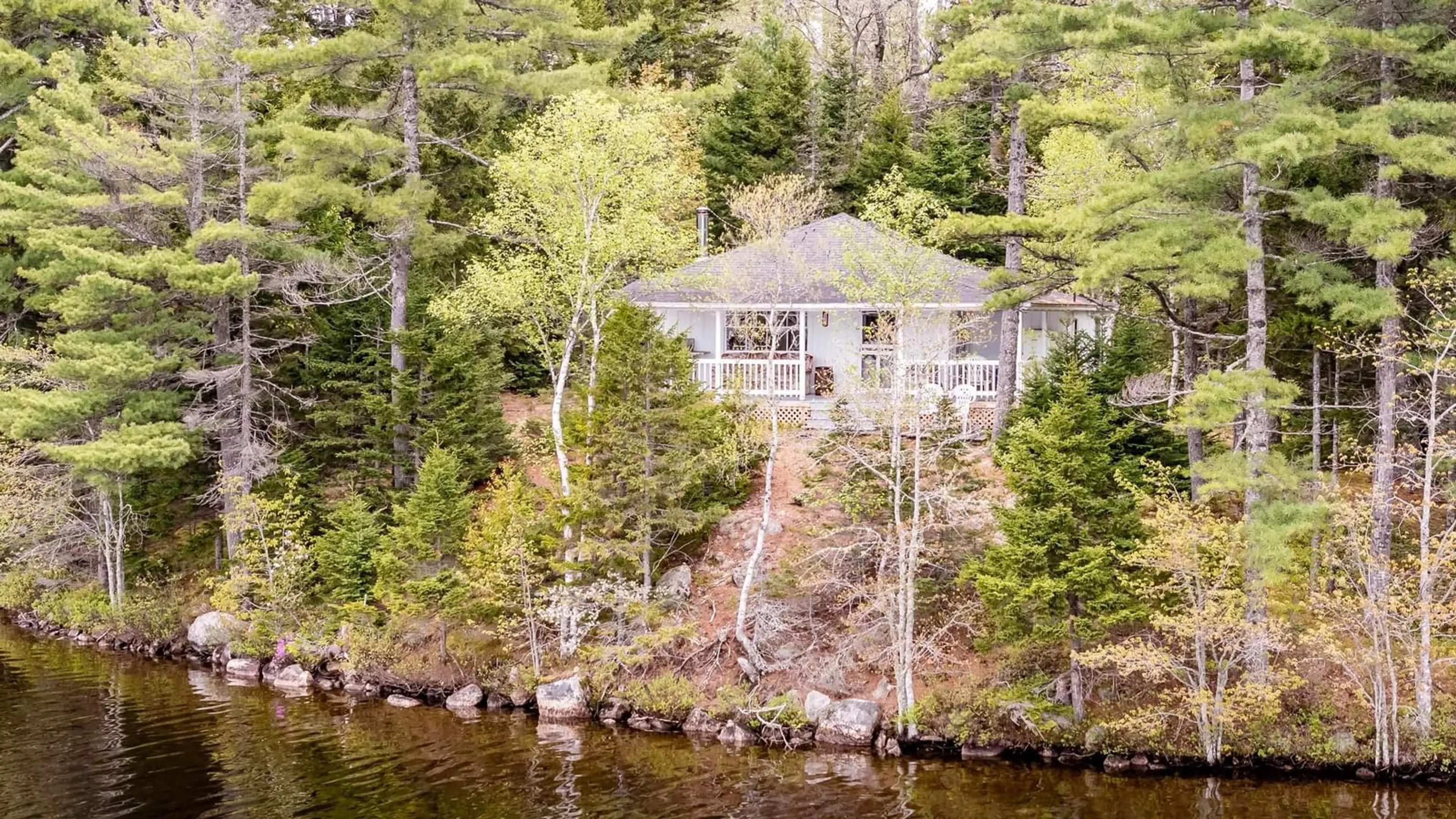 A pic from outside/outdoor area/front of a property/back of a property/a pic from drone, water/lake/river/ocean view for 80 O 12 Rd, Lake George Nova Scotia B0P 1C0