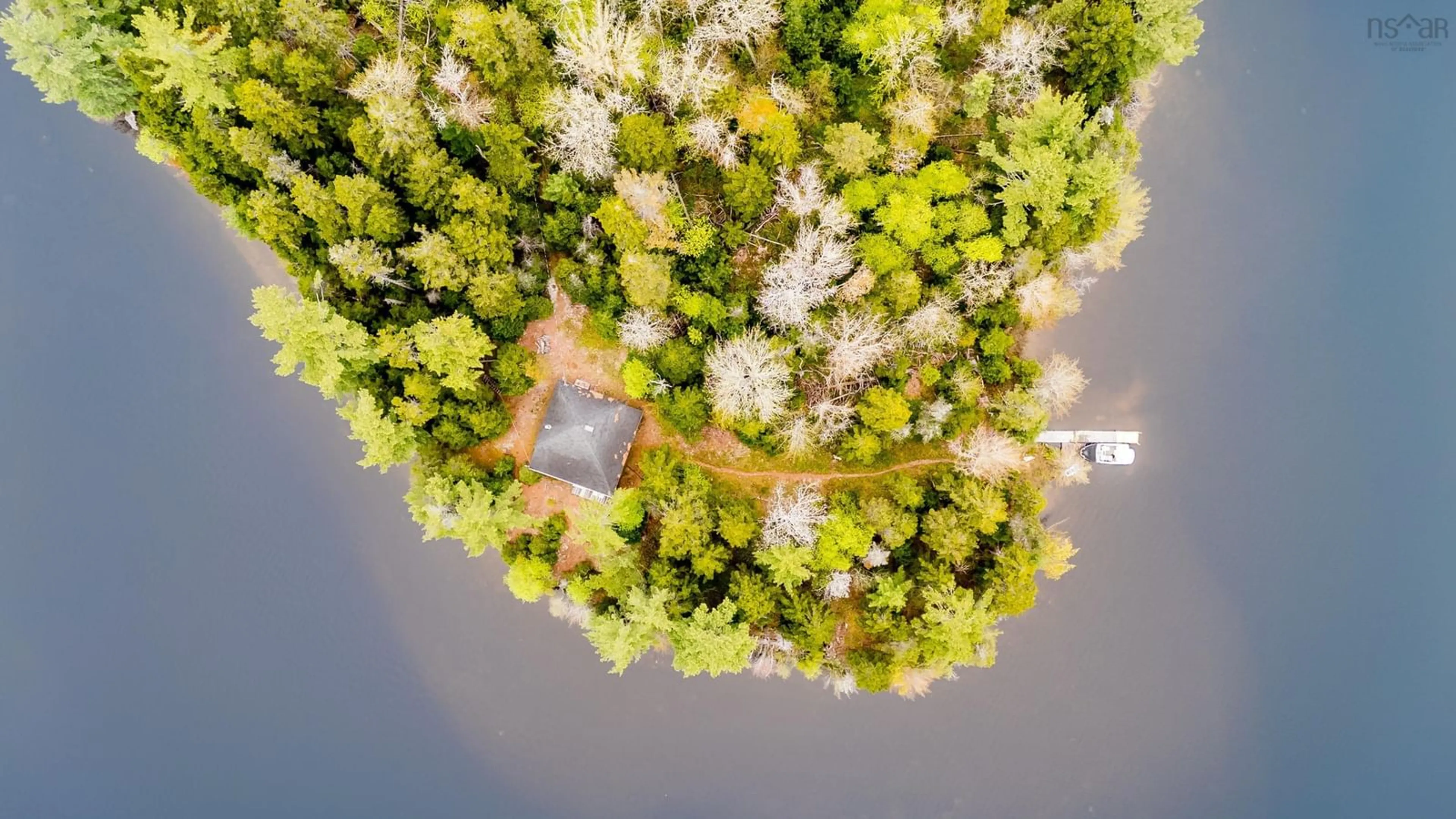 A pic from outside/outdoor area/front of a property/back of a property/a pic from drone, forest/trees view for 80 O 12 Rd, Lake George Nova Scotia B0P 1C0