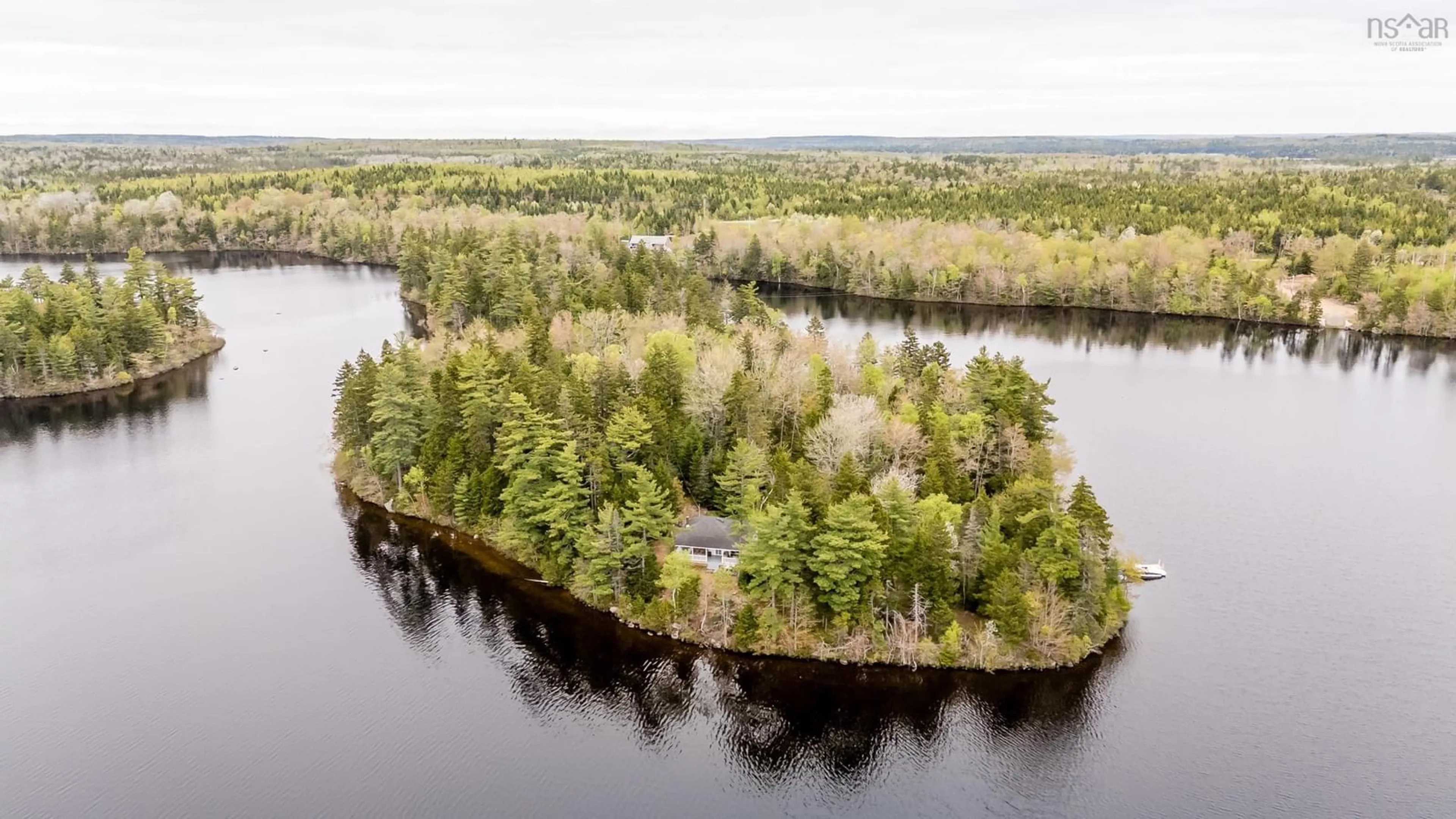 A pic from outside/outdoor area/front of a property/back of a property/a pic from drone, water/lake/river/ocean view for 80 O 12 Rd, Lake George Nova Scotia B0P 1C0