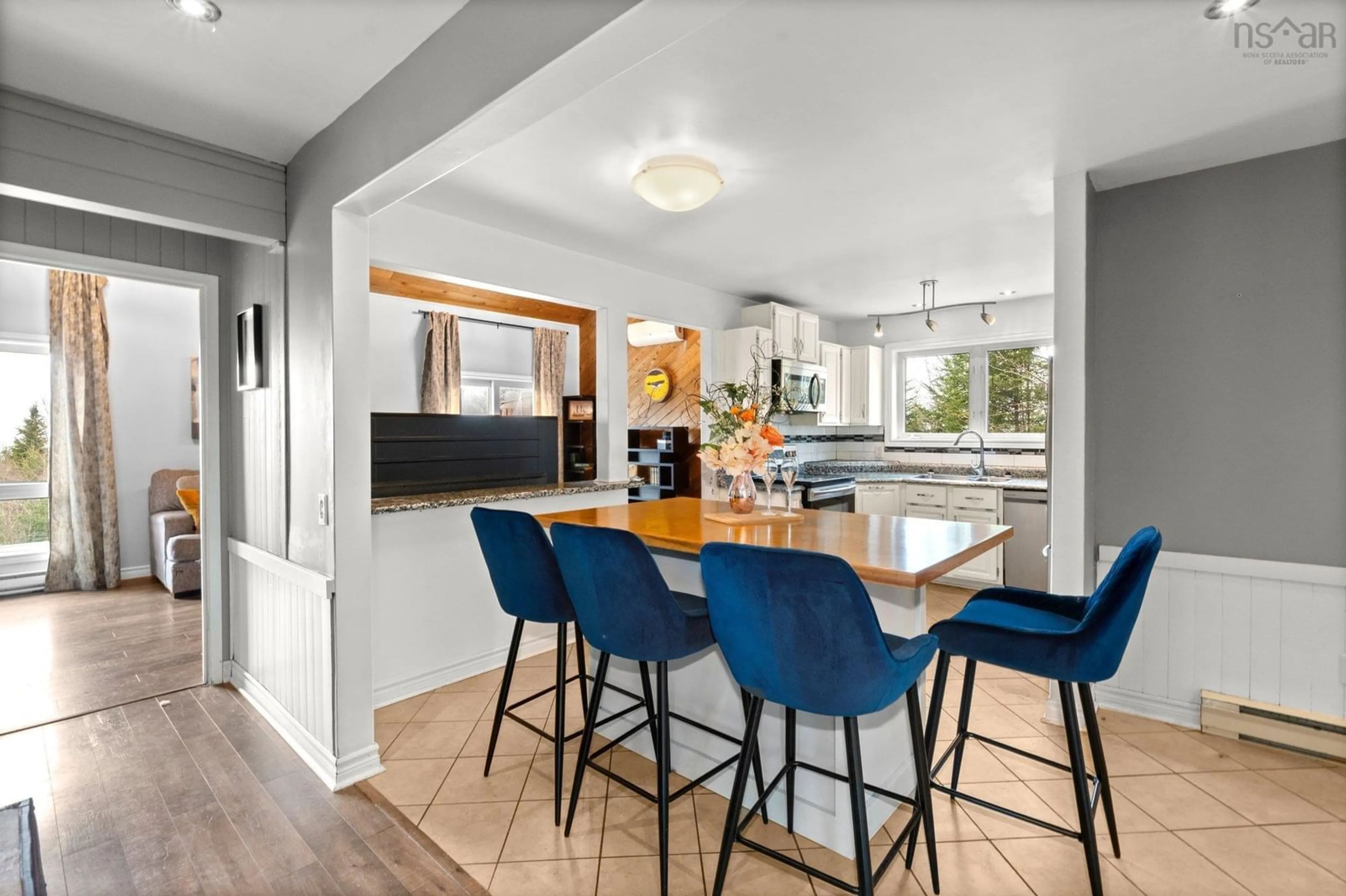 Open concept kitchen, ceramic/tile floor for 46 Adams Dr, Hackett's Cove Nova Scotia B3Z 3L8