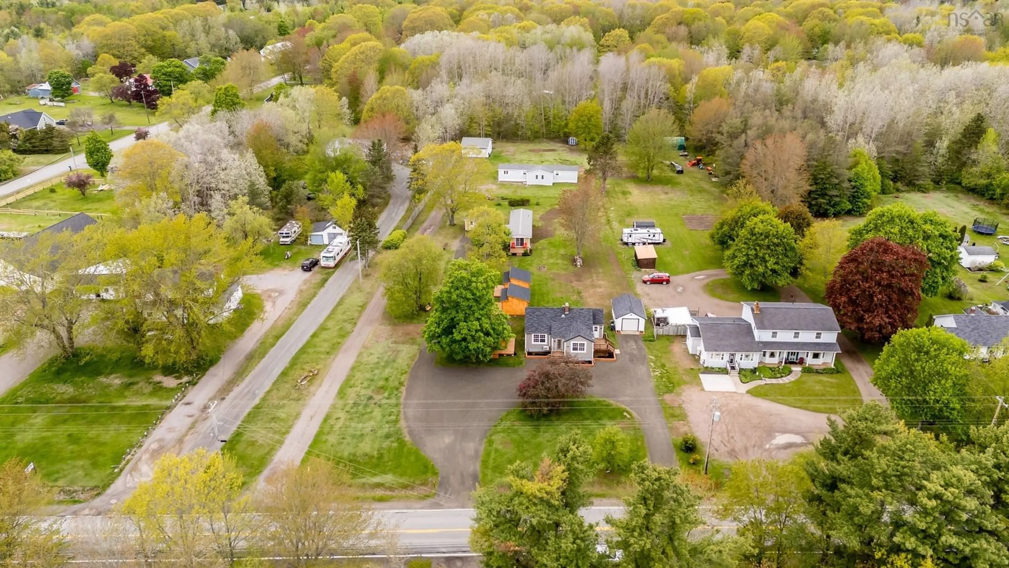 A pic from outside/outdoor area/front of a property/back of a property/a pic from drone, street for 14537-14539 Highway 1, Wilmot Nova Scotia B0P 1W0