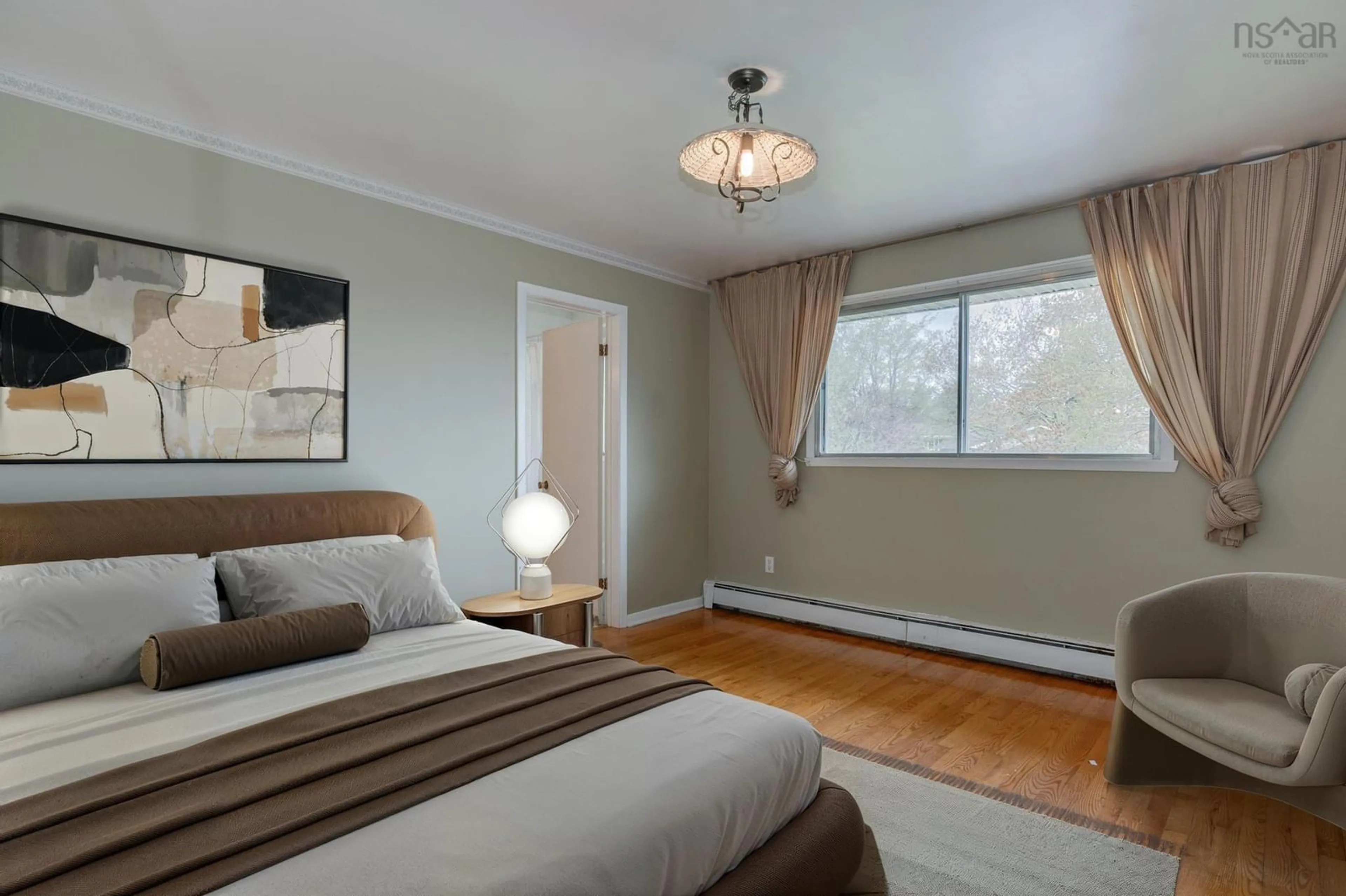Bedroom with bed, wood/laminate floor for 22 Birkdale Cres, Halifax Nova Scotia B3M 1H5