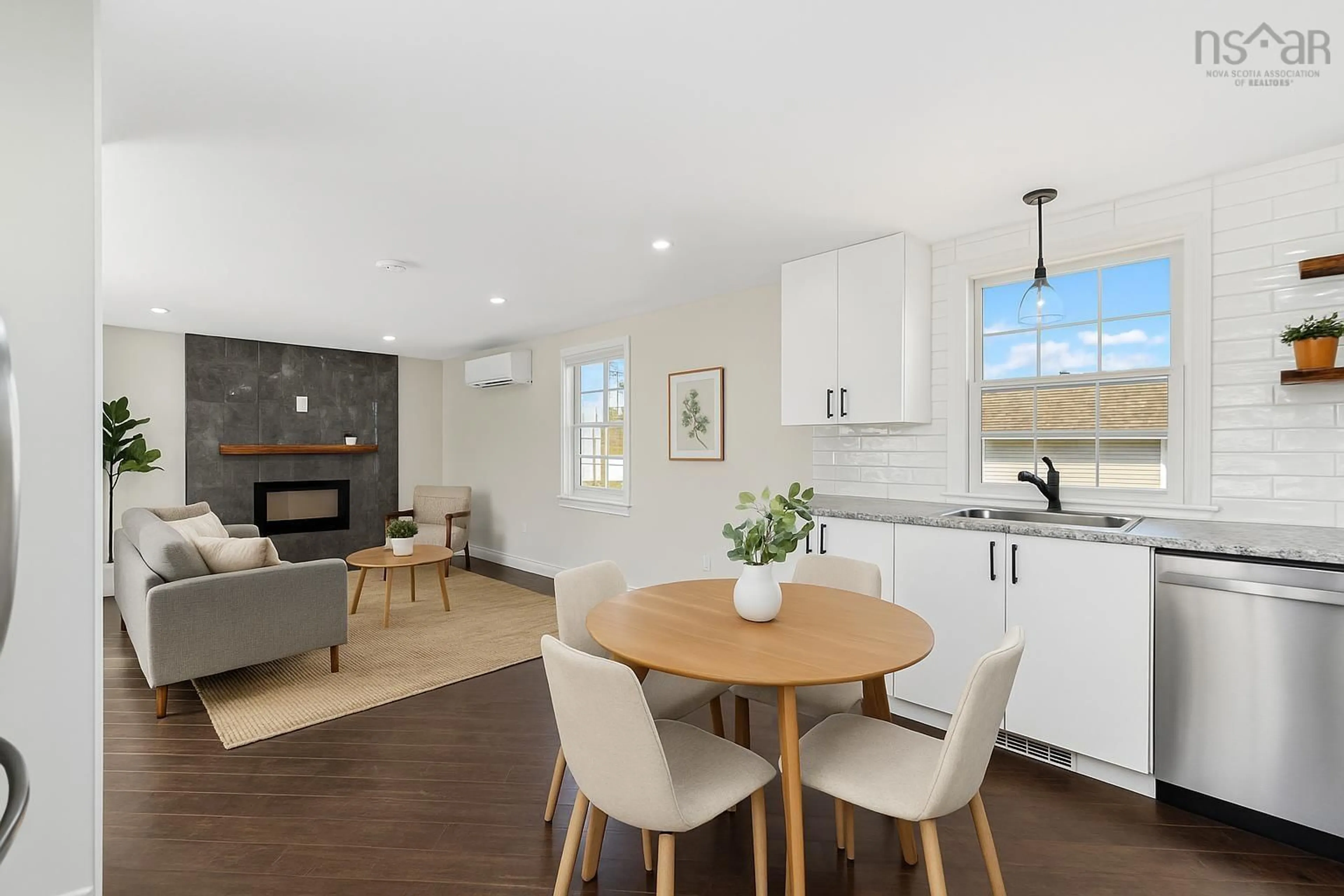 Open concept kitchen, wood/laminate floor for 17 Ahcroft Ave, Harrietsfield Nova Scotia B3V 1A5