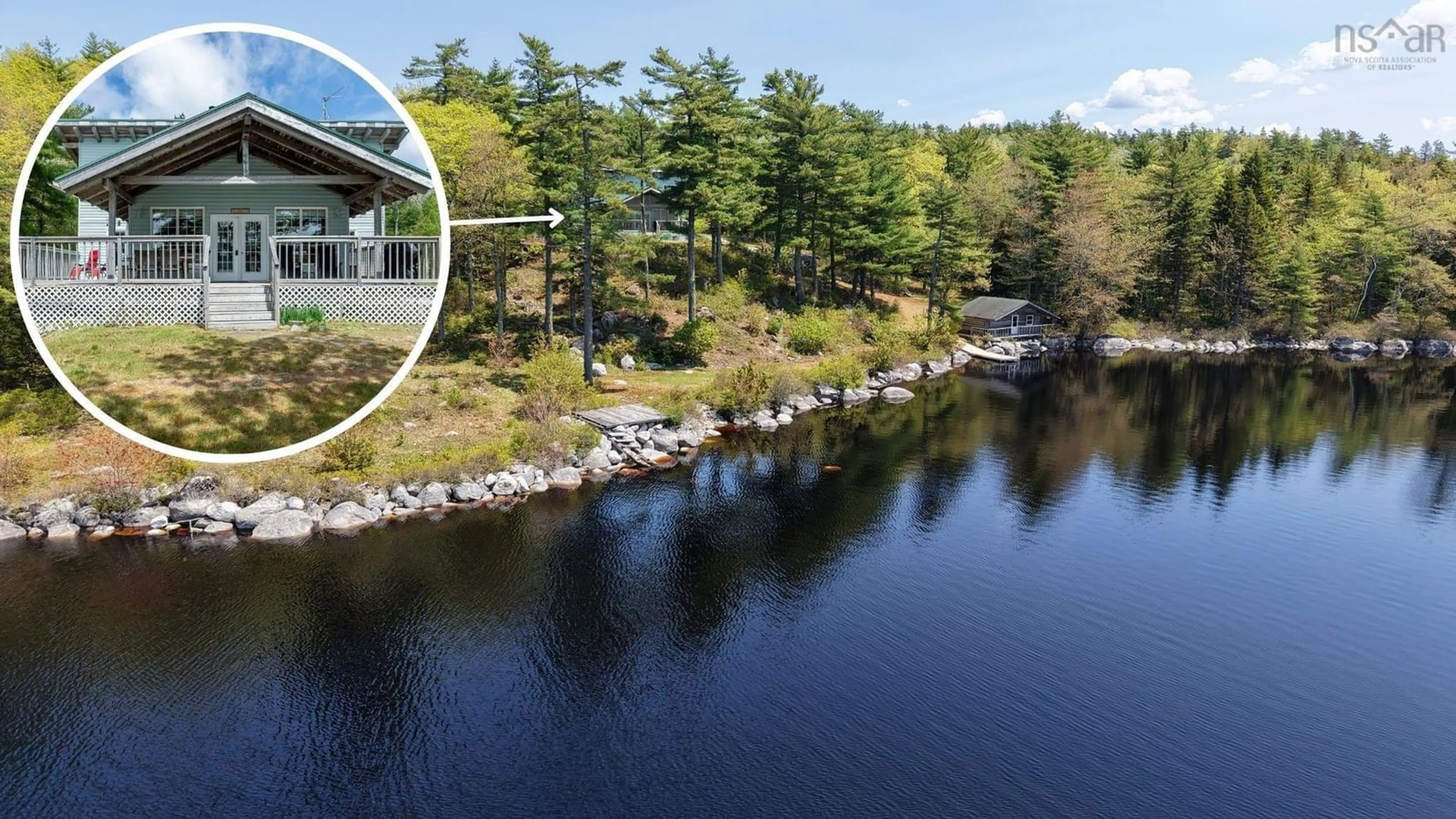 A pic from outside/outdoor area/front of a property/back of a property/a pic from drone, water/lake/river/ocean view for 397 Peters Dr, Upper Ohio Nova Scotia B0T 1W0