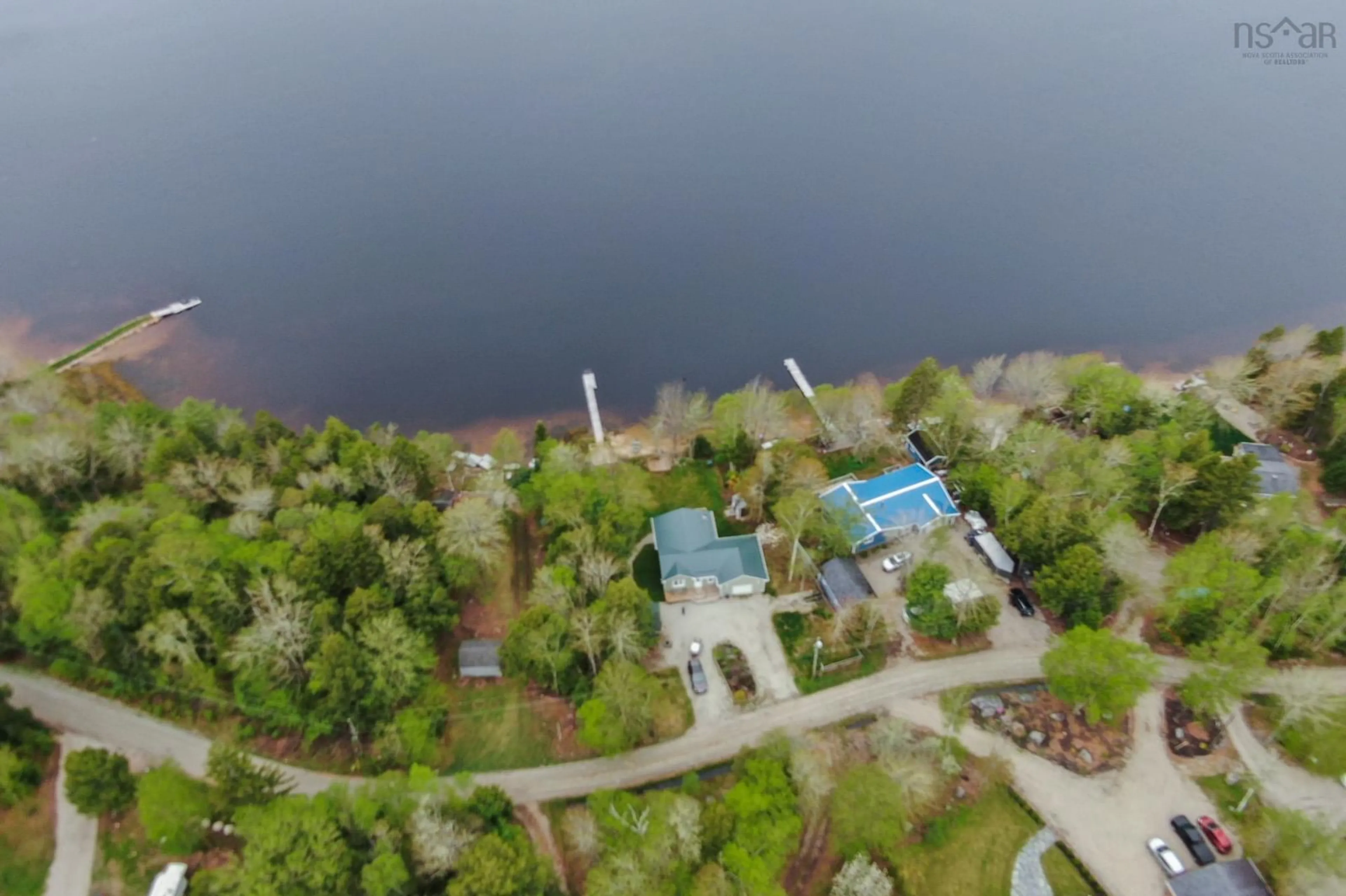 A pic from outside/outdoor area/front of a property/back of a property/a pic from drone, water/lake/river/ocean view for 377 Wallaback Dr, New Ross Nova Scotia B0J 2M0