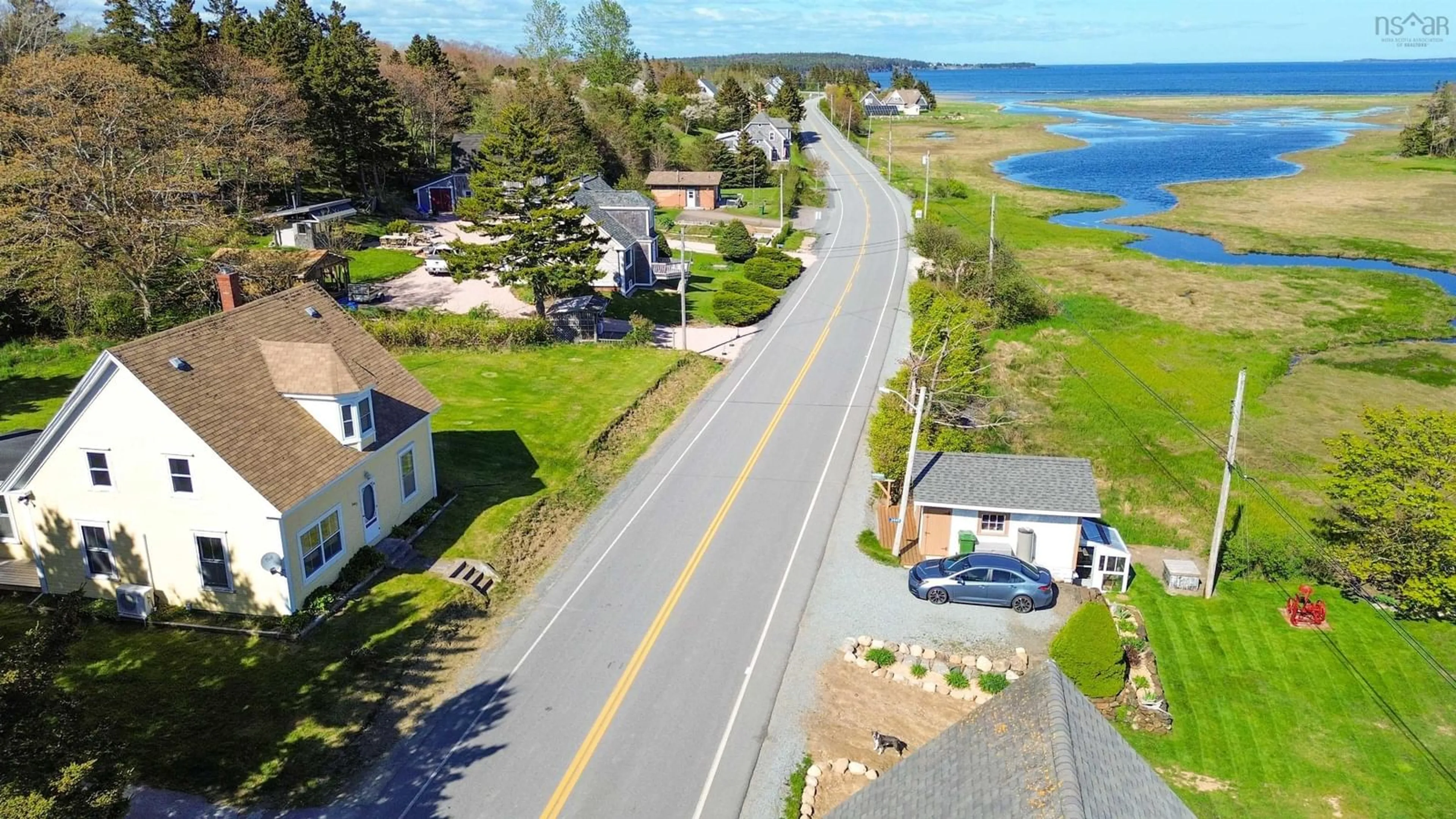A pic from outside/outdoor area/front of a property/back of a property/a pic from drone, water/lake/river/ocean view for 3442 Highway 332 #332, Rose Bay Nova Scotia B0J 2X0
