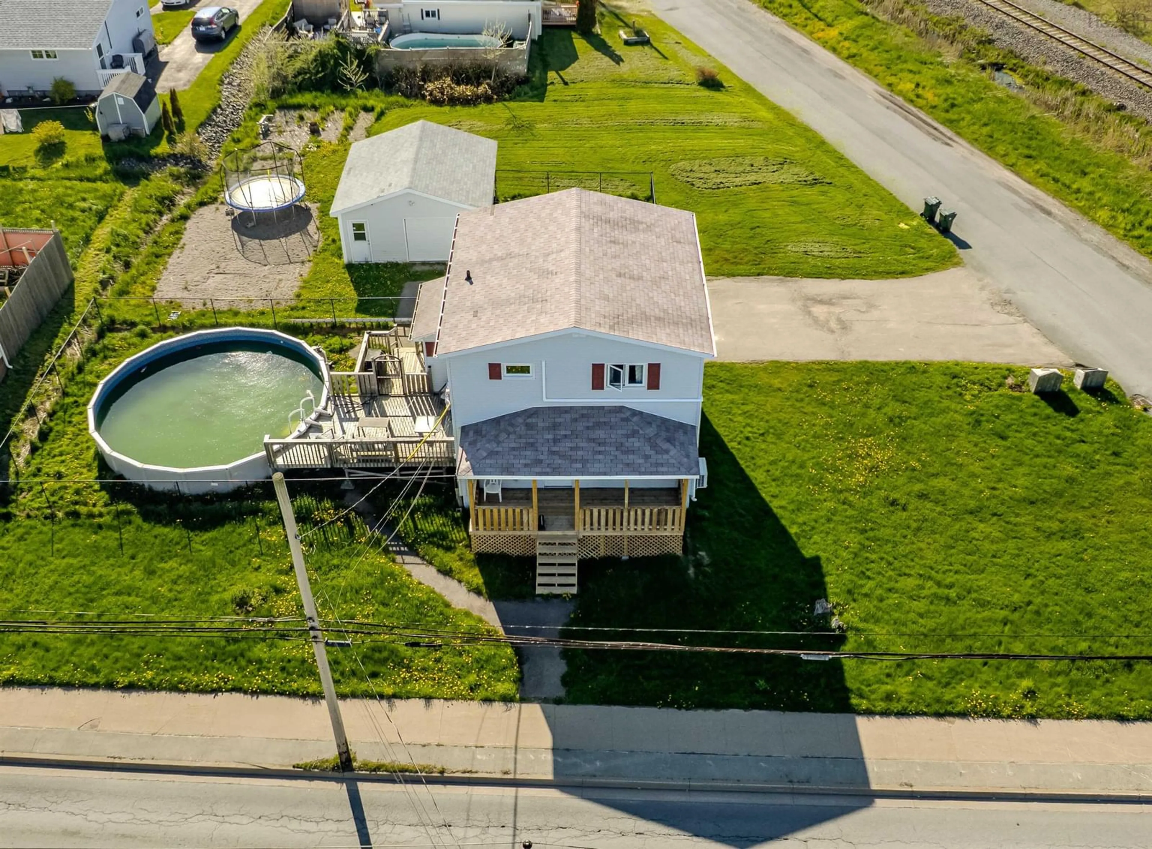 A pic from outside/outdoor area/front of a property/back of a property/a pic from drone, water/lake/river/ocean view for 683 Mahon St, New Waterford Nova Scotia B1H 3K8