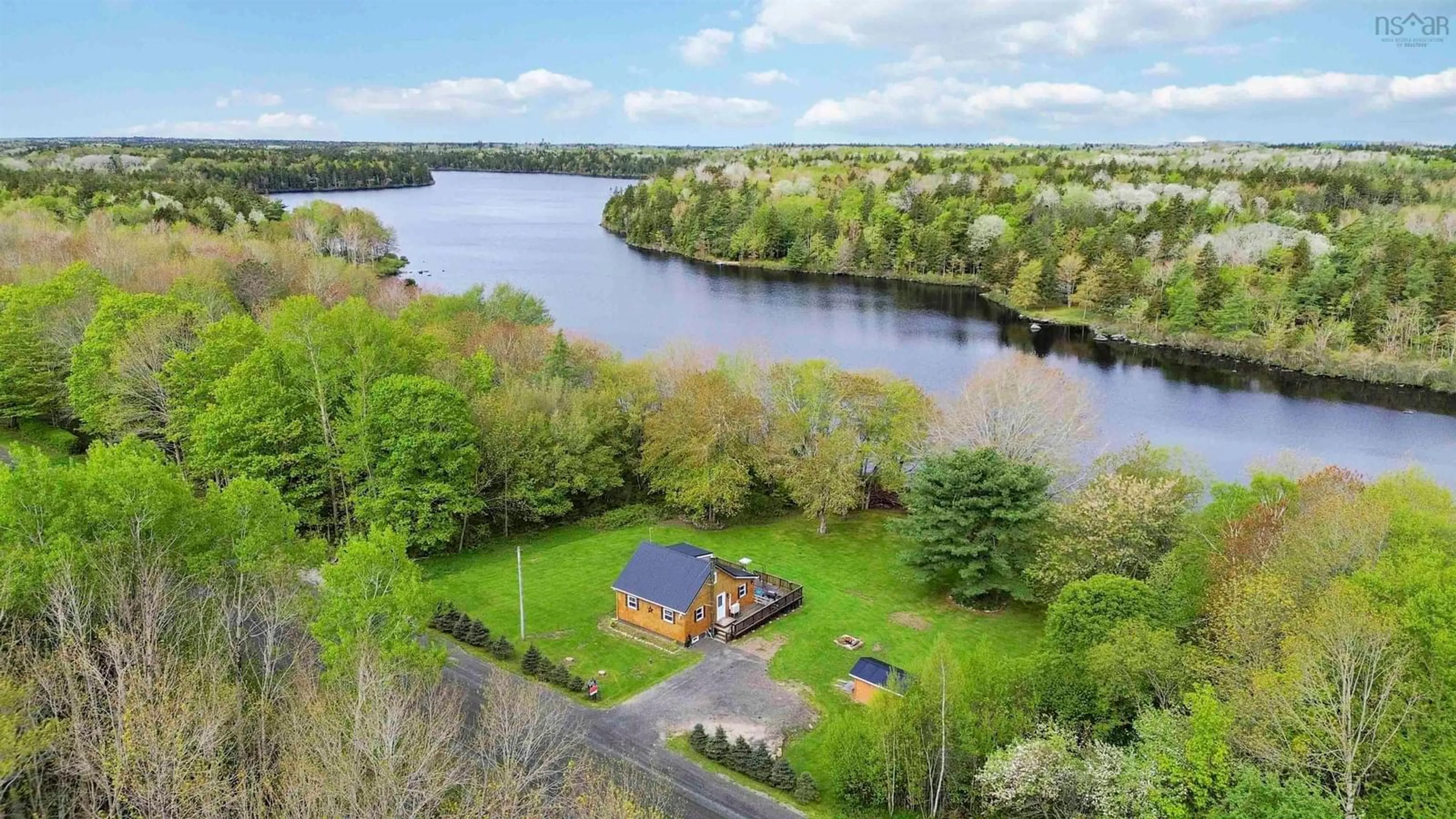 A pic from outside/outdoor area/front of a property/back of a property/a pic from drone, water/lake/river/ocean view for 637 Ridge Rd, North Range Nova Scotia B0W 1H0