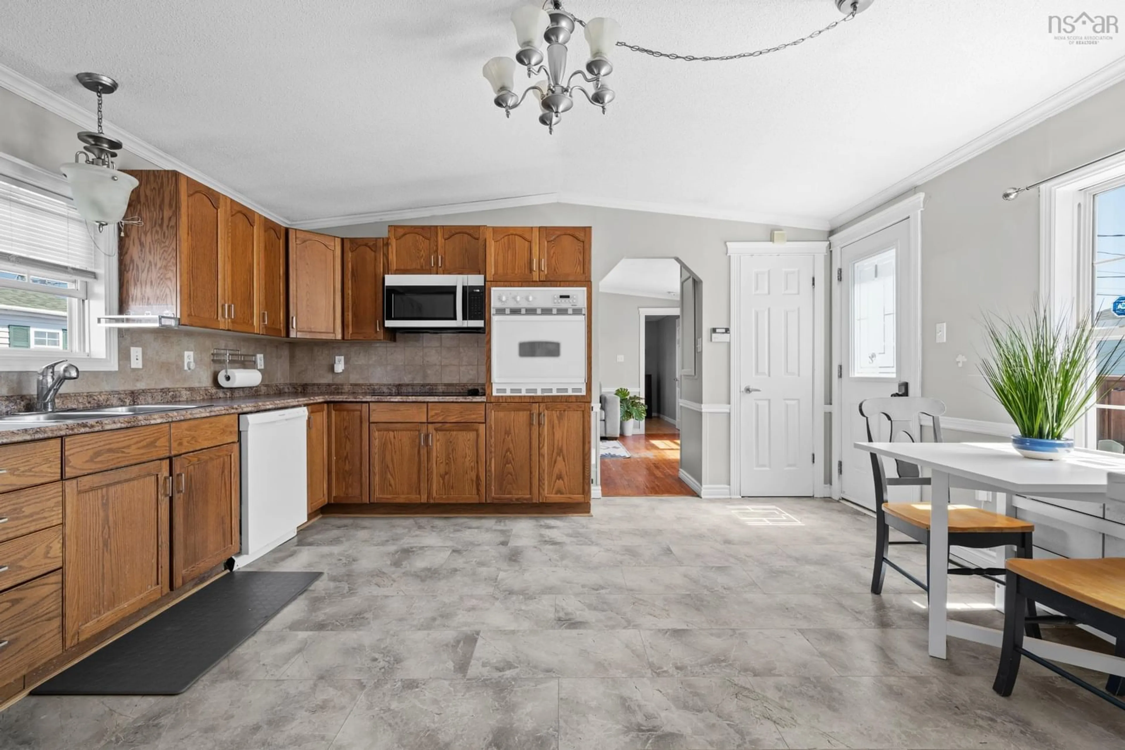 Open concept kitchen, ceramic/tile floor for 3 Oak Lane, Eastern Passage Nova Scotia B3G 1A7