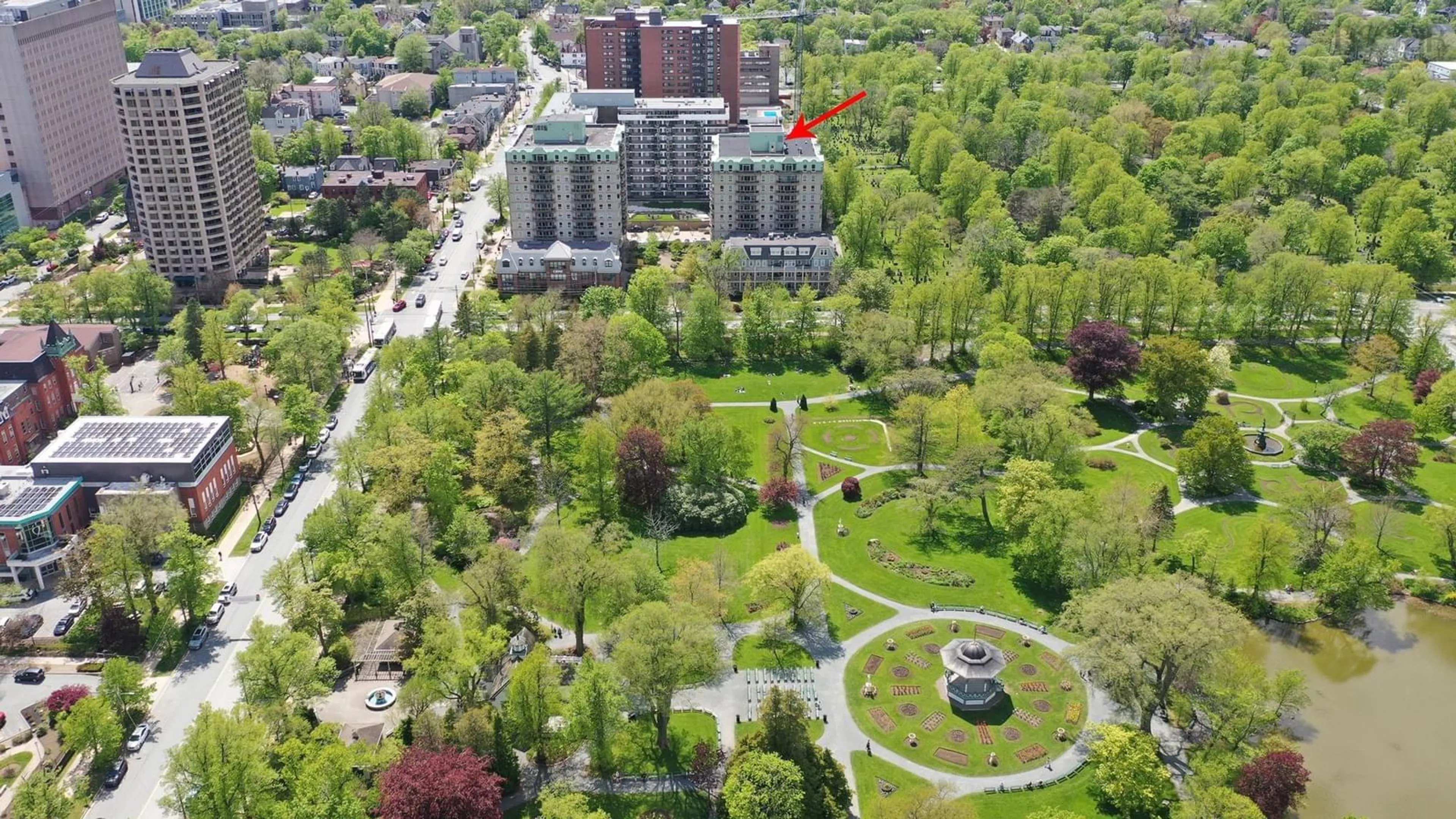 A pic from outside/outdoor area/front of a property/back of a property/a pic from drone, city buildings view from balcony for 1540 Summer St #604, Halifax Nova Scotia B3H 4R9