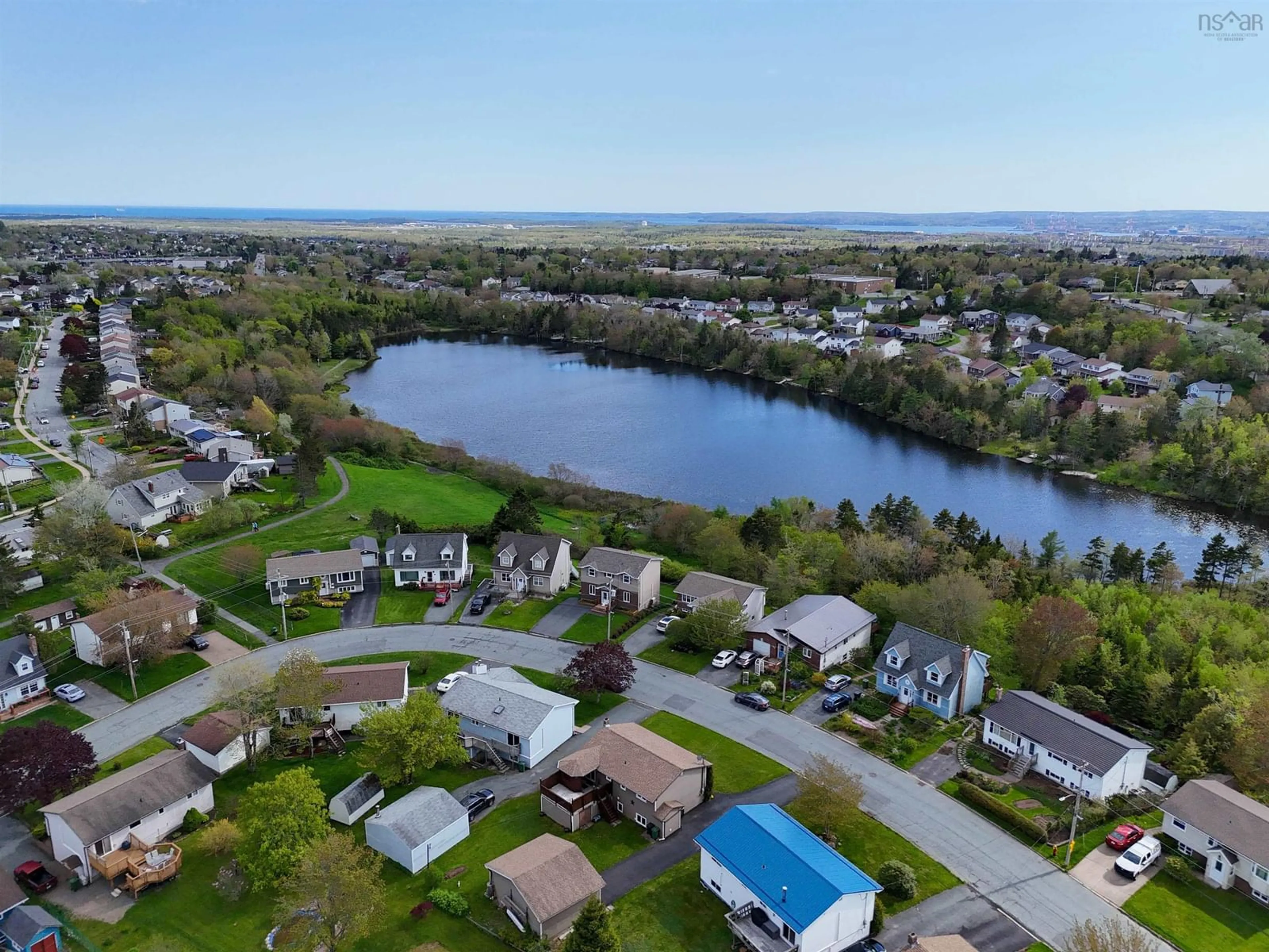 A pic from outside/outdoor area/front of a property/back of a property/a pic from drone, water/lake/river/ocean view for 90 La Pierre Crescent, Dartmouth Nova Scotia B2W 6C8