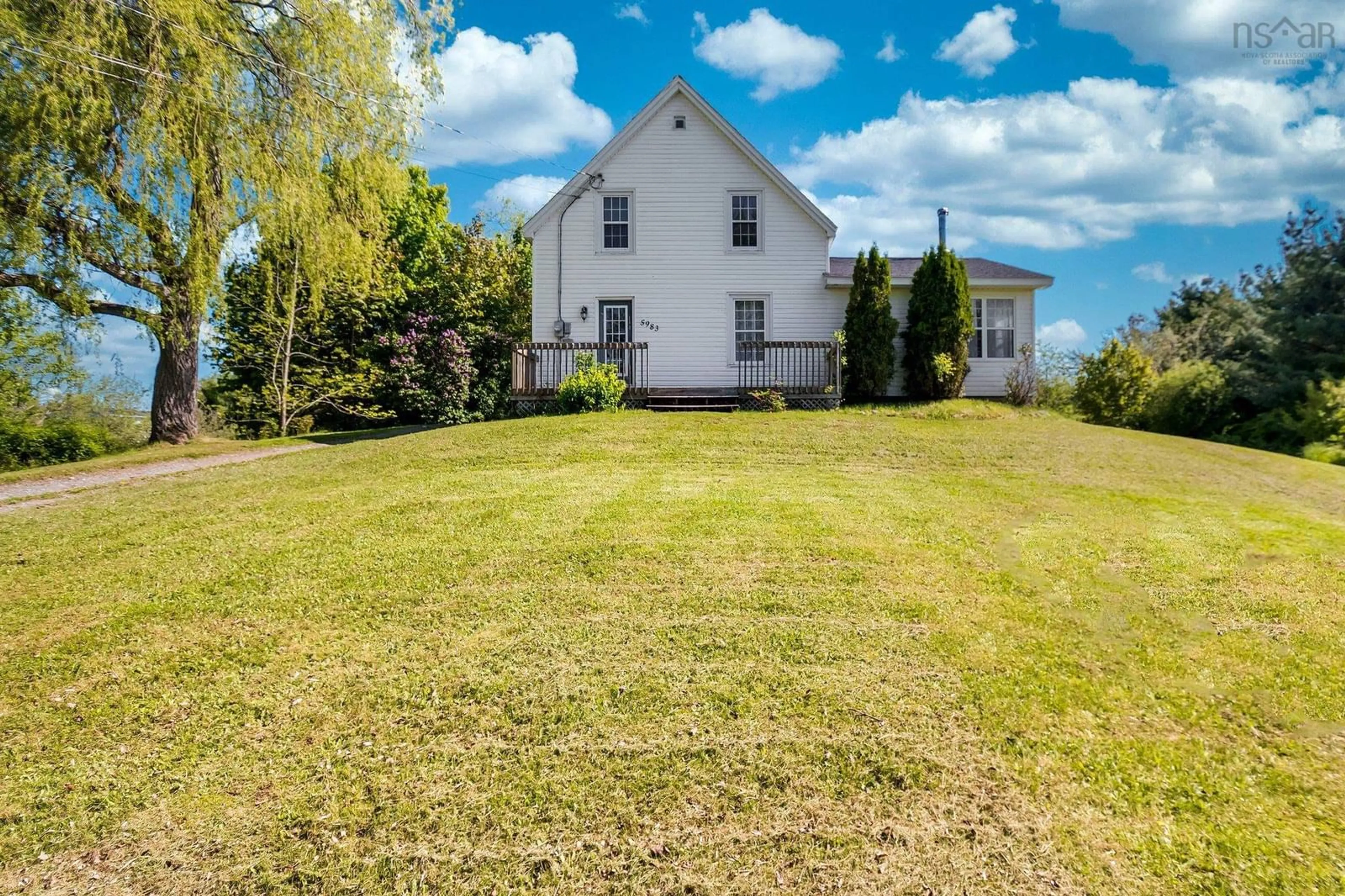 A pic from outside/outdoor area/front of a property/back of a property/a pic from drone, water/lake/river/ocean view for 5983 Highway 14, Garlands Crossing Nova Scotia B0N 2T0