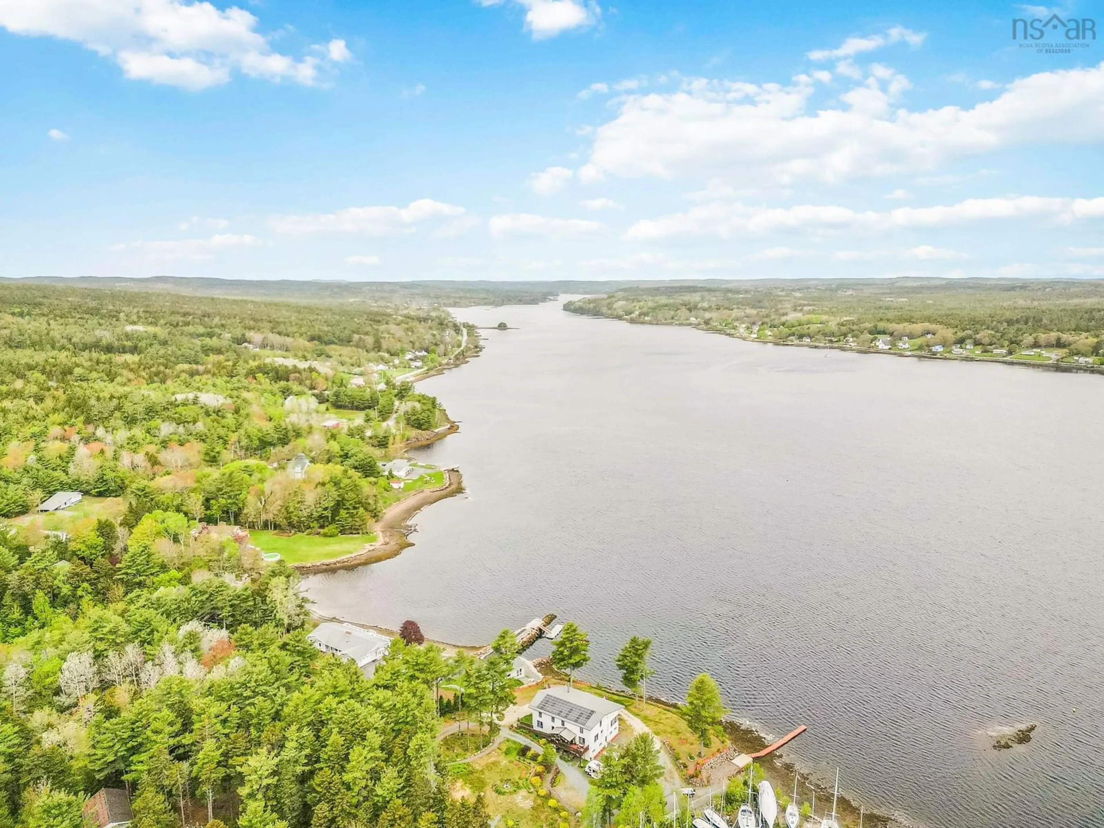 A pic from outside/outdoor area/front of a property/back of a property/a pic from drone, water/lake/river/ocean view for 39 Pernette Dr, West Lahave Nova Scotia B0R 1G0