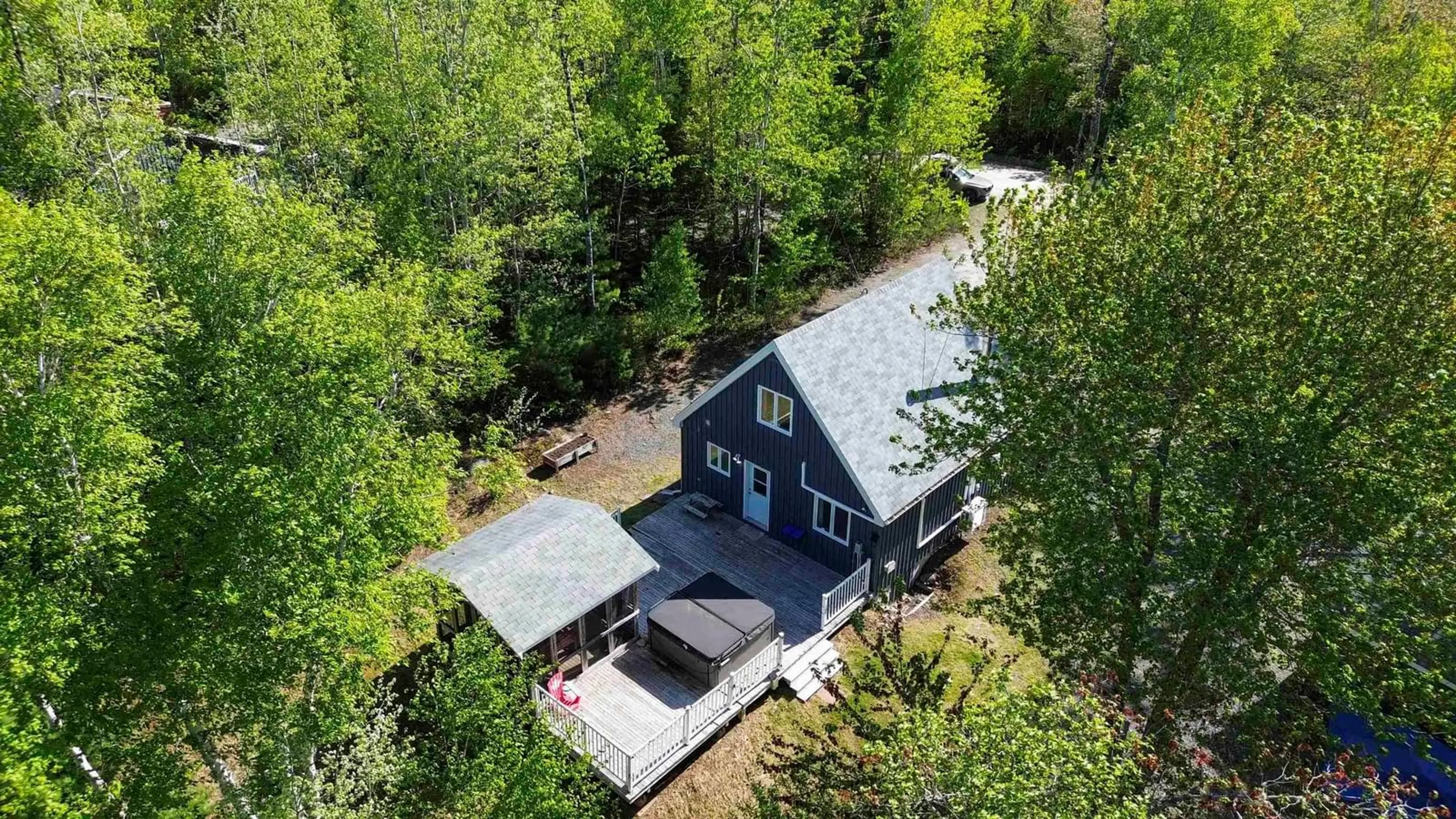 A pic from outside/outdoor area/front of a property/back of a property/a pic from drone, water/lake/river/ocean view for 595 Pioneer Dr, Vaughan Nova Scotia B0N 2T0