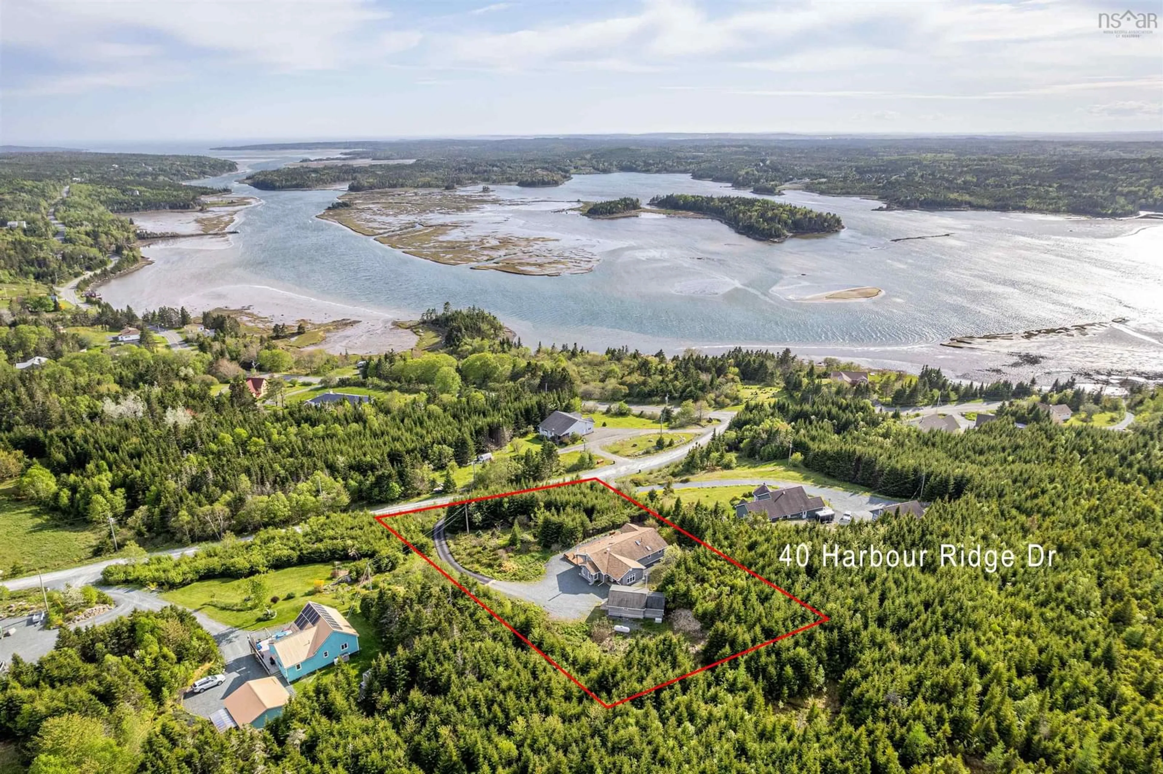 A pic from outside/outdoor area/front of a property/back of a property/a pic from drone, water/lake/river/ocean view for 40 Harbour Ridge Dr, East Petpeswick Nova Scotia B0J 2L0