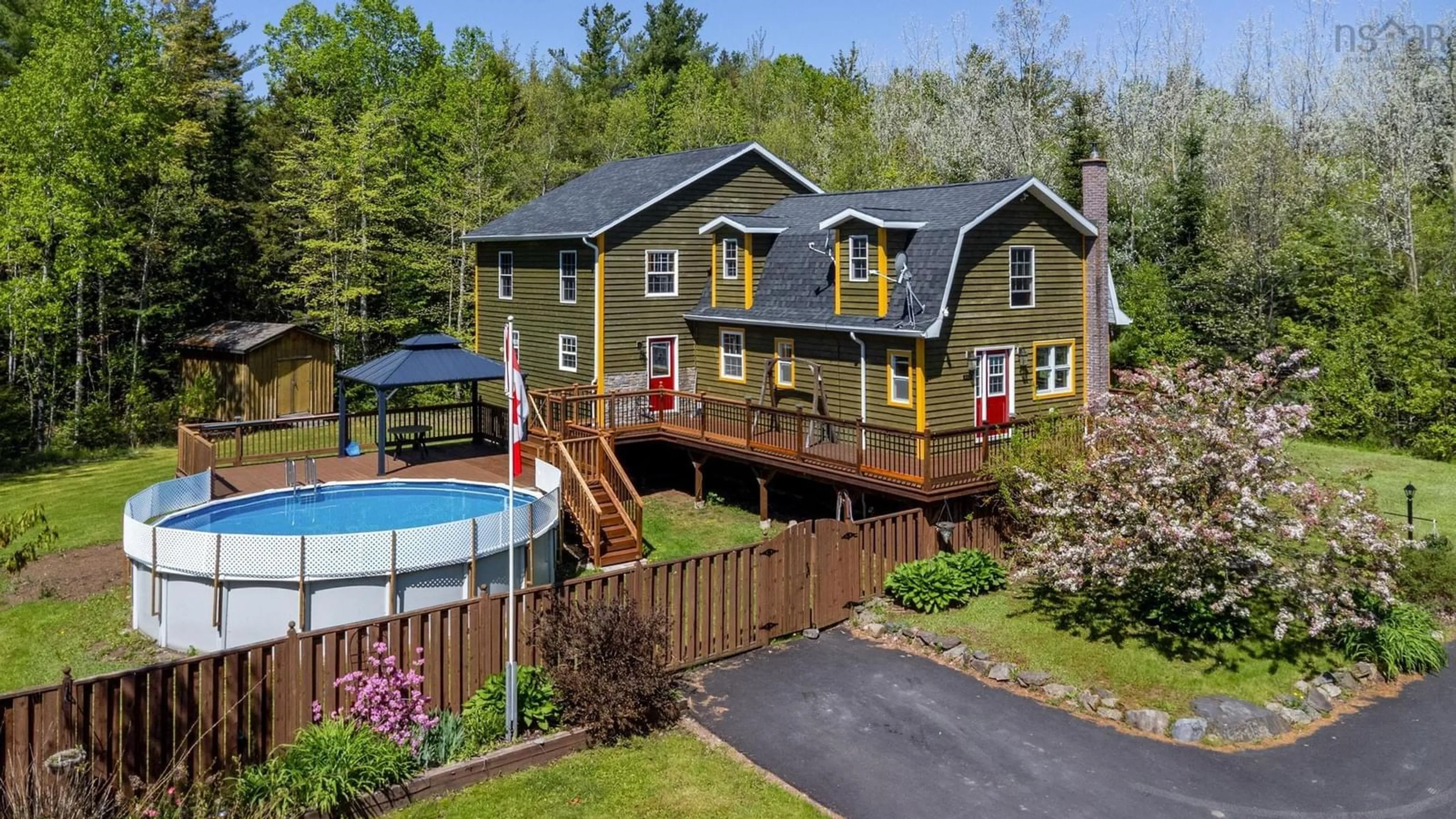 A pic from outside/outdoor area/front of a property/back of a property/a pic from drone, water/lake/river/ocean view for 233 Crocker Rd, Harmony Nova Scotia B0P 1R0