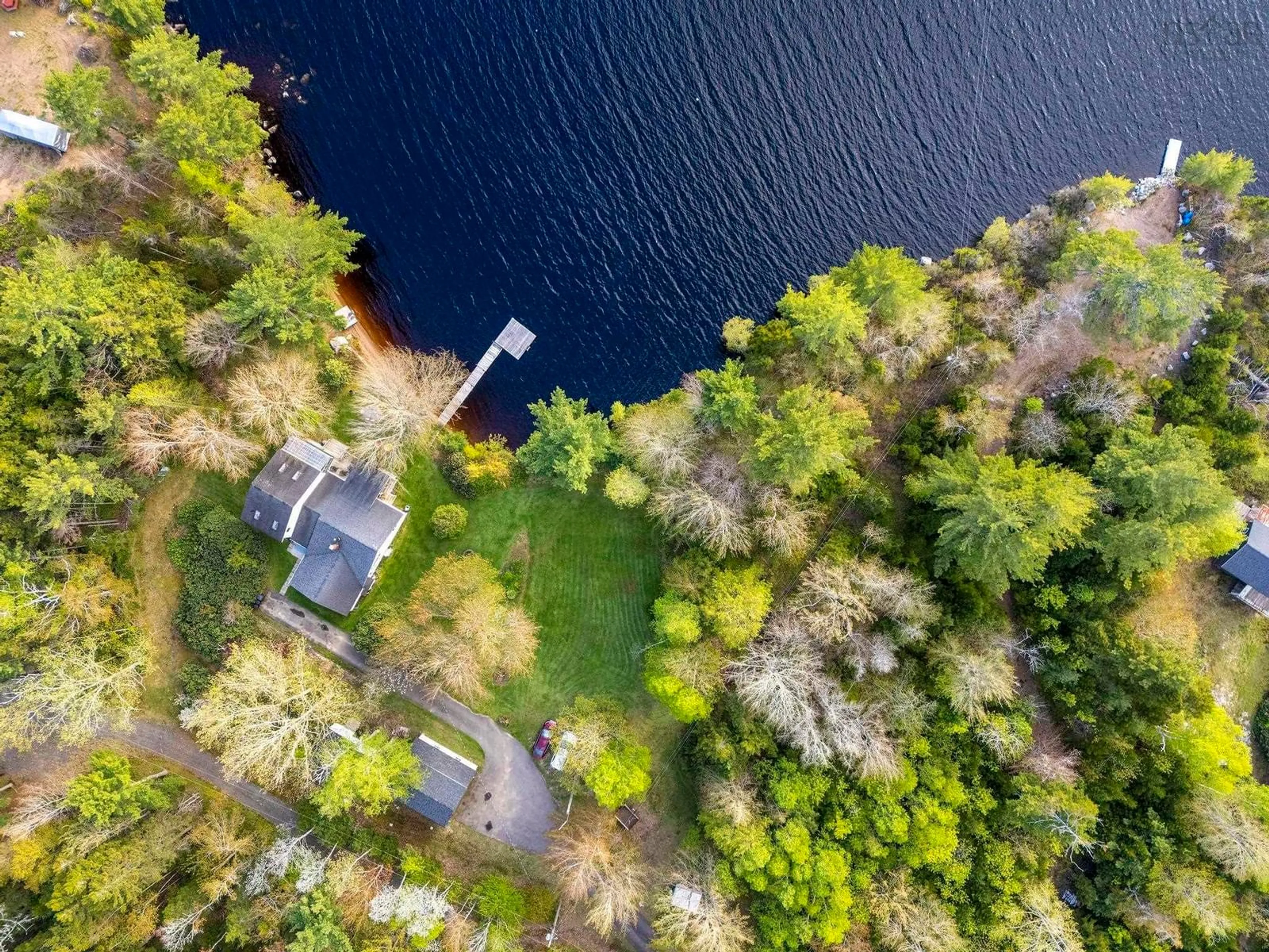 A pic from outside/outdoor area/front of a property/back of a property/a pic from drone, water/lake/river/ocean view for 519 Adams Rd, New Albany Nova Scotia B0S 1P0