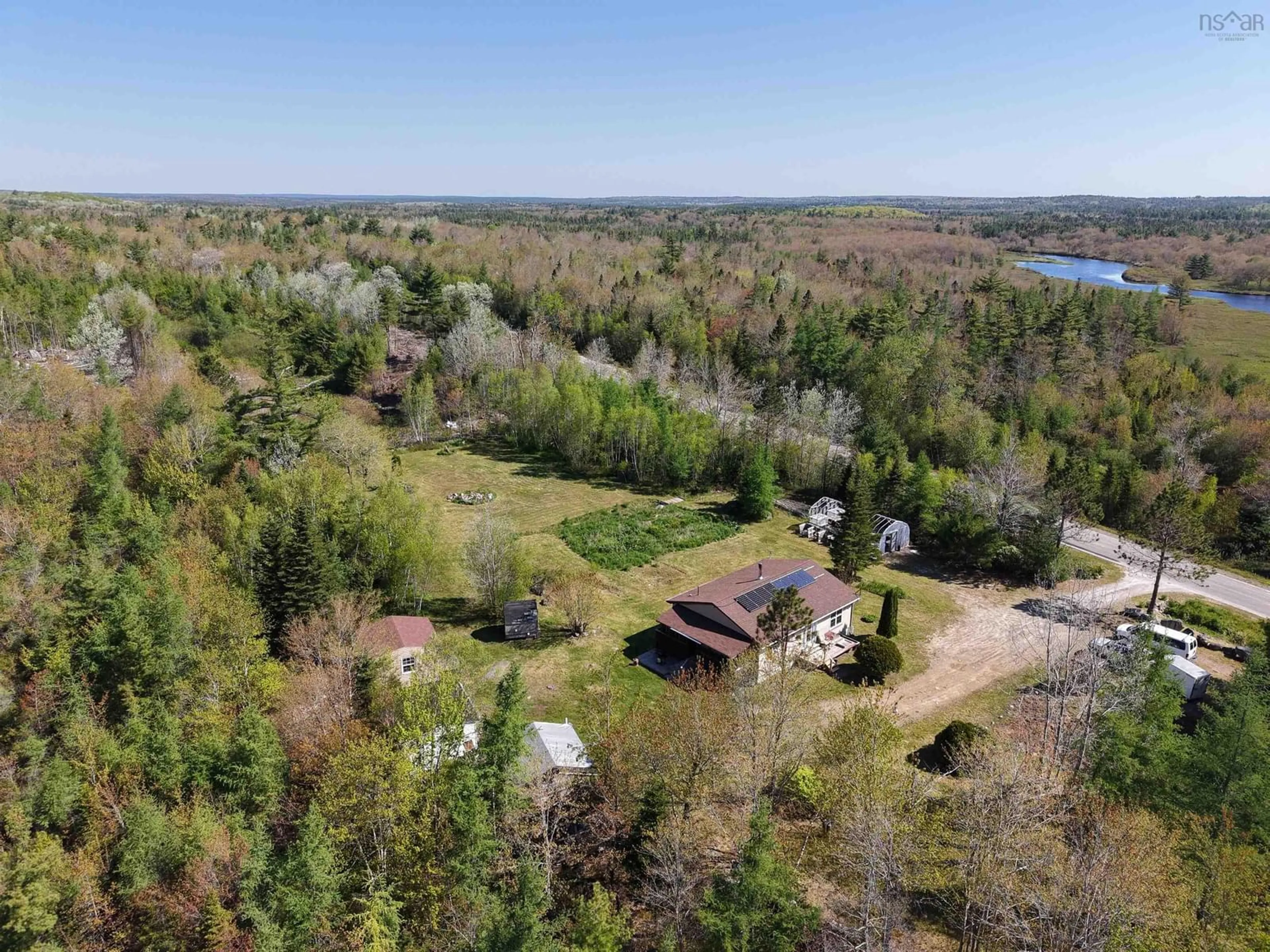 A pic from outside/outdoor area/front of a property/back of a property/a pic from drone, forest/trees view for 6135 Highway 203, Indian Fields Nova Scotia B0T 1W0