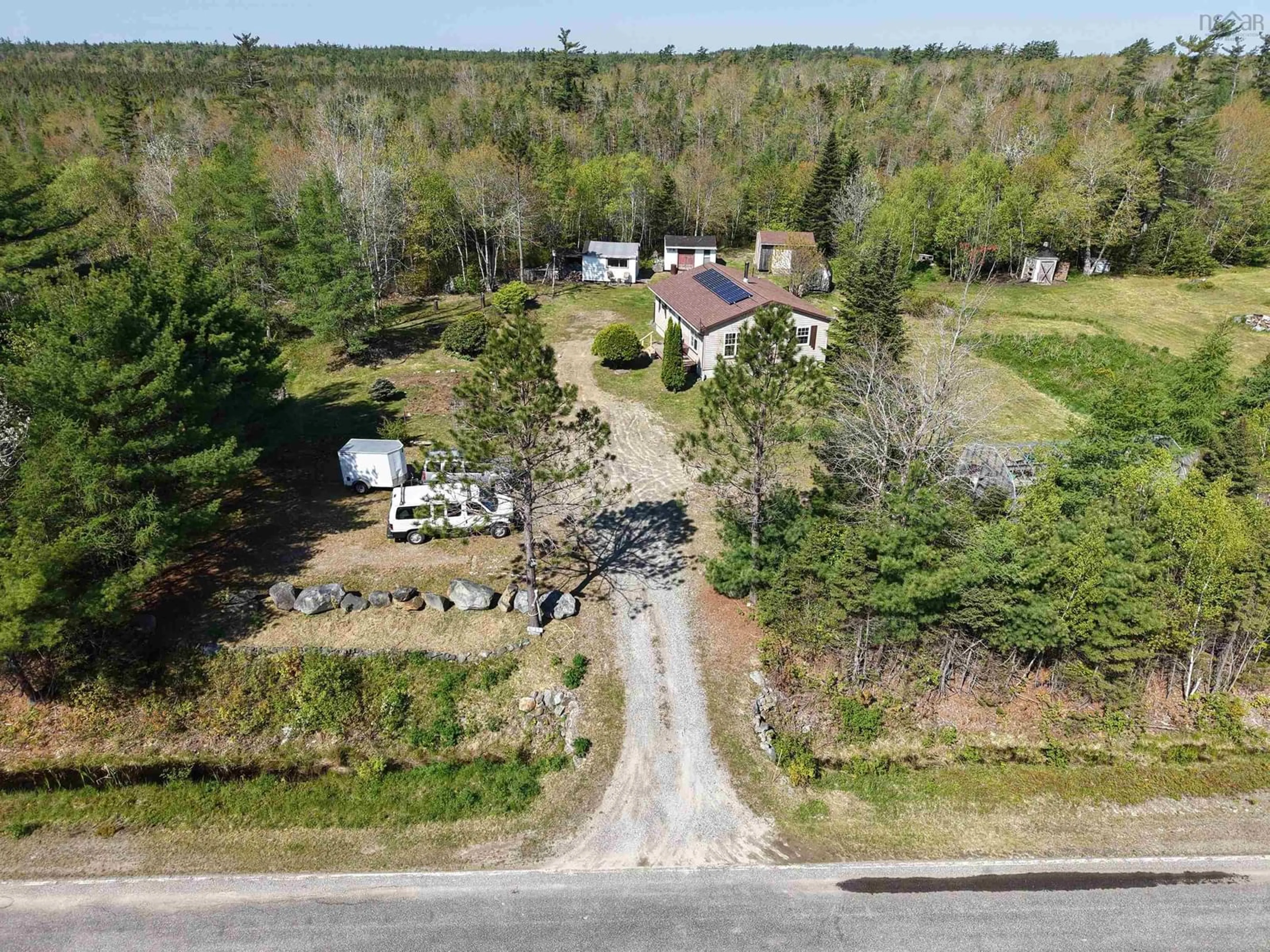 A pic from outside/outdoor area/front of a property/back of a property/a pic from drone, street for 6135 Highway 203, Indian Fields Nova Scotia B0T 1W0