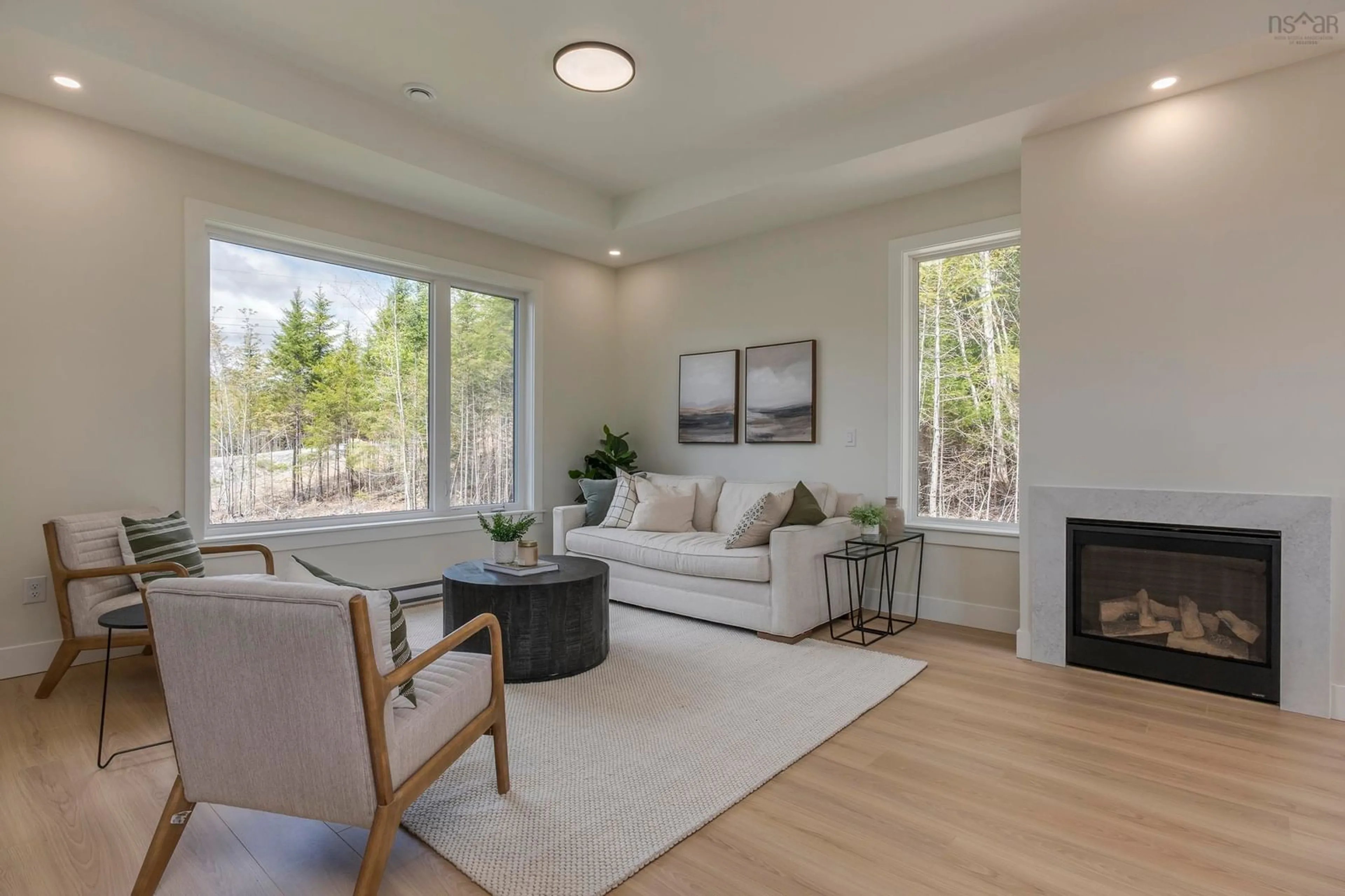 Living room with furniture, wood/laminate floor for 50 Sweetfern Lane, Middle Sackville Nova Scotia B4E 0W8