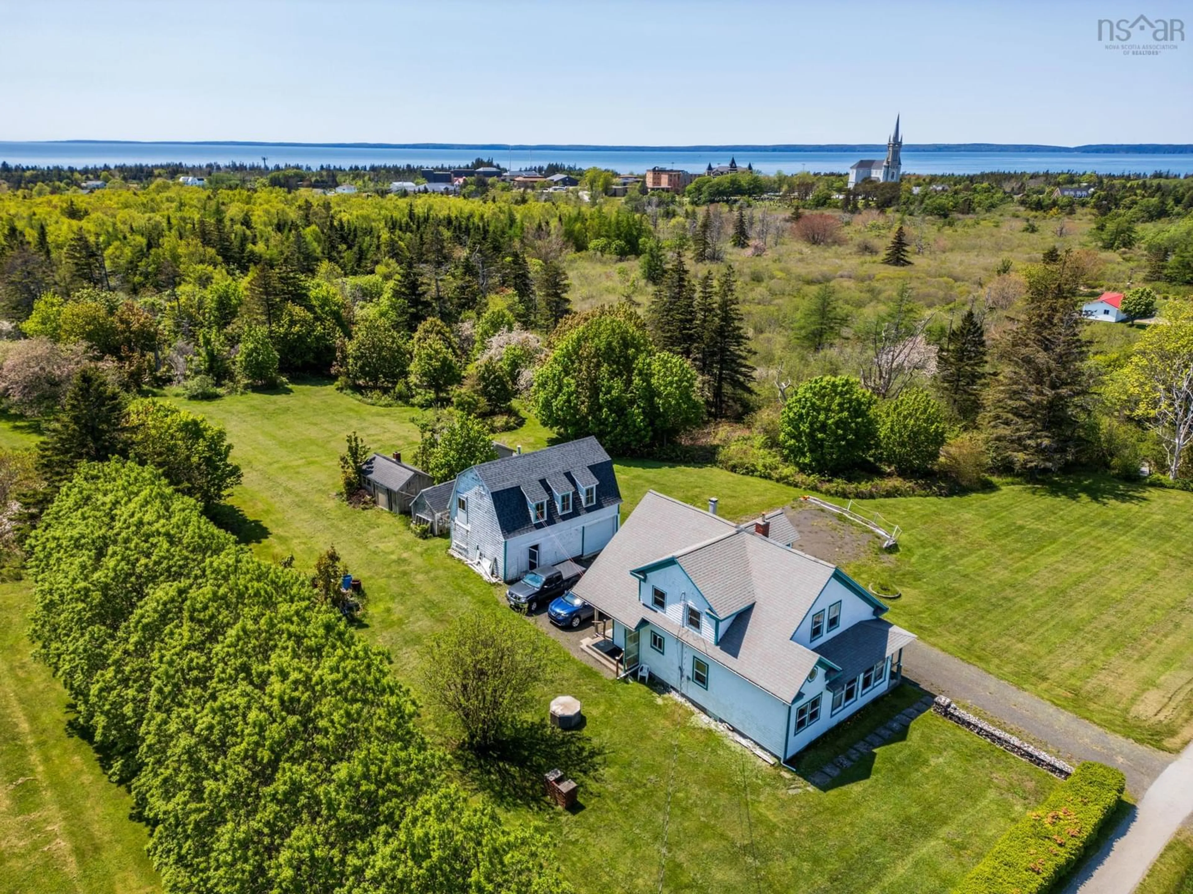 A pic from outside/outdoor area/front of a property/back of a property/a pic from drone, water/lake/river/ocean view for 328 Patrice Road, Church Point Nova Scotia B0W 1M0