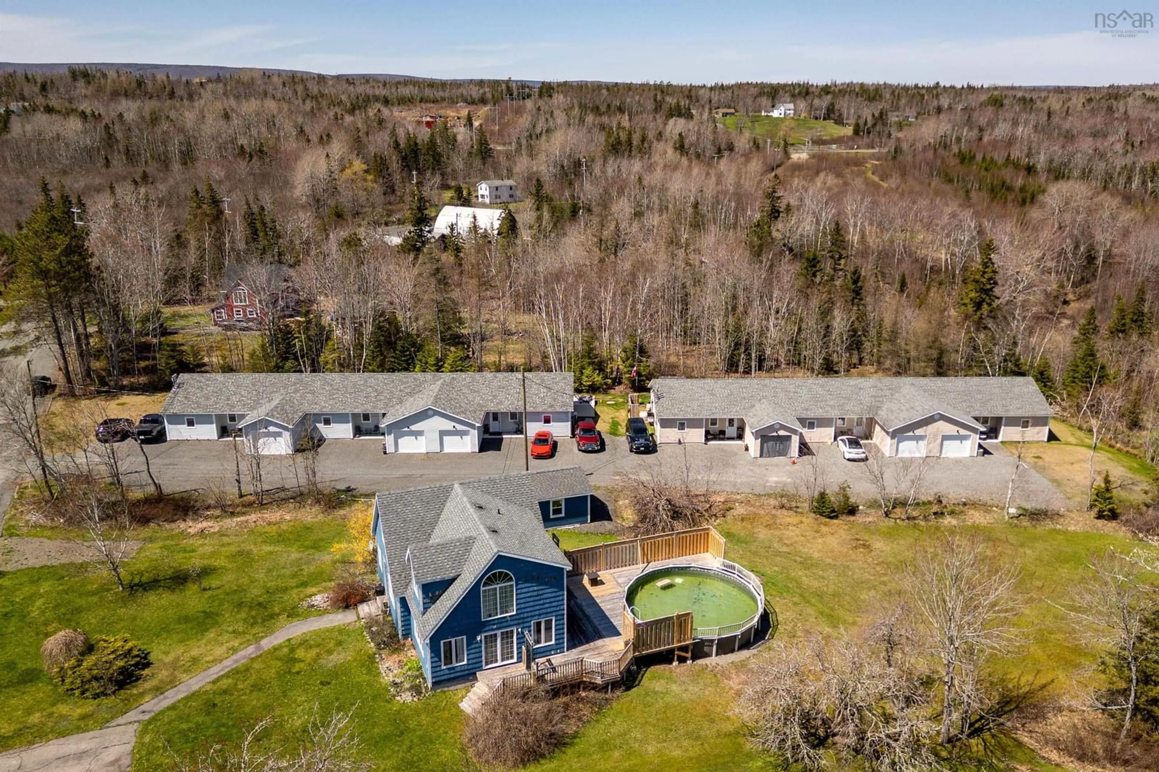 A pic from outside/outdoor area/front of a property/back of a property/a pic from drone, water/lake/river/ocean view for 1-6 Daisy Lane    Baddeck, Baddeck Nova Scotia B0E 1B0