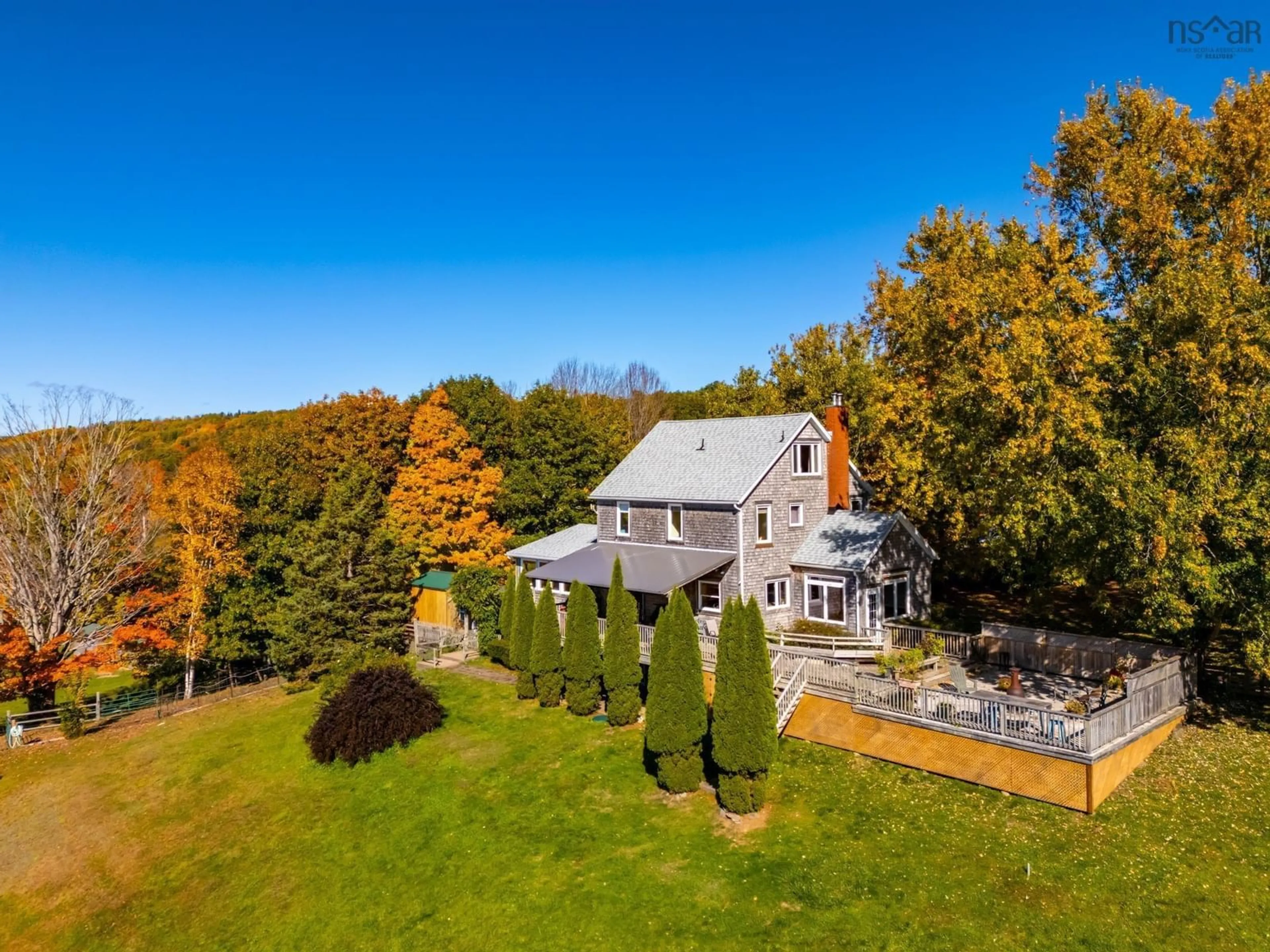 A pic from outside/outdoor area/front of a property/back of a property/a pic from drone, mountain view for 481 Chute Rd, Bear River Nova Scotia B0S 1B0