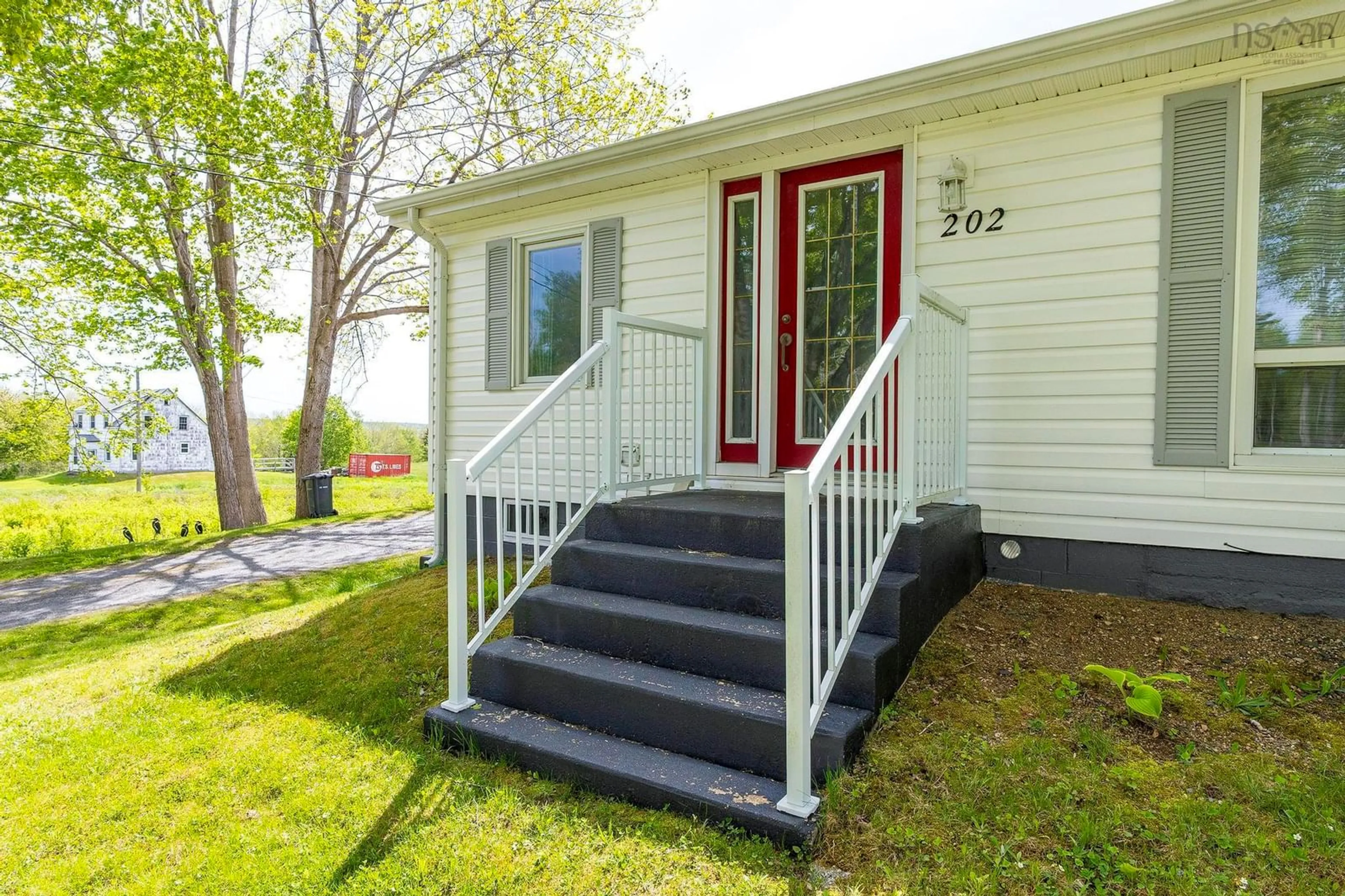Home with vinyl exterior material, street for 202 Greenland Rd, Greenland Nova Scotia B0S 1B0