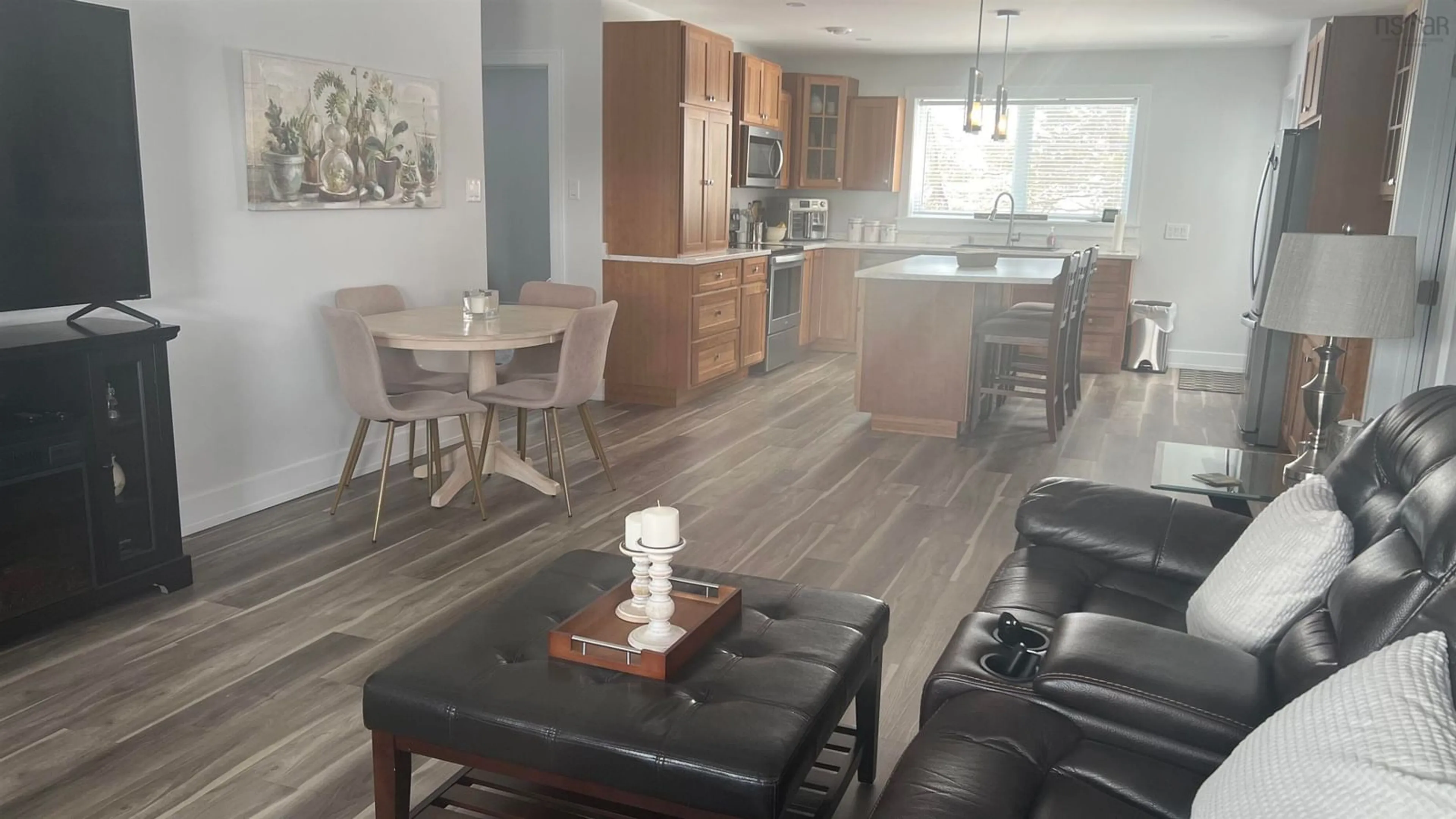 Open concept kitchen, wood/laminate floor for UNIT 3 769 Pictou Rd, East Mountain Nova Scotia B6L 2M8
