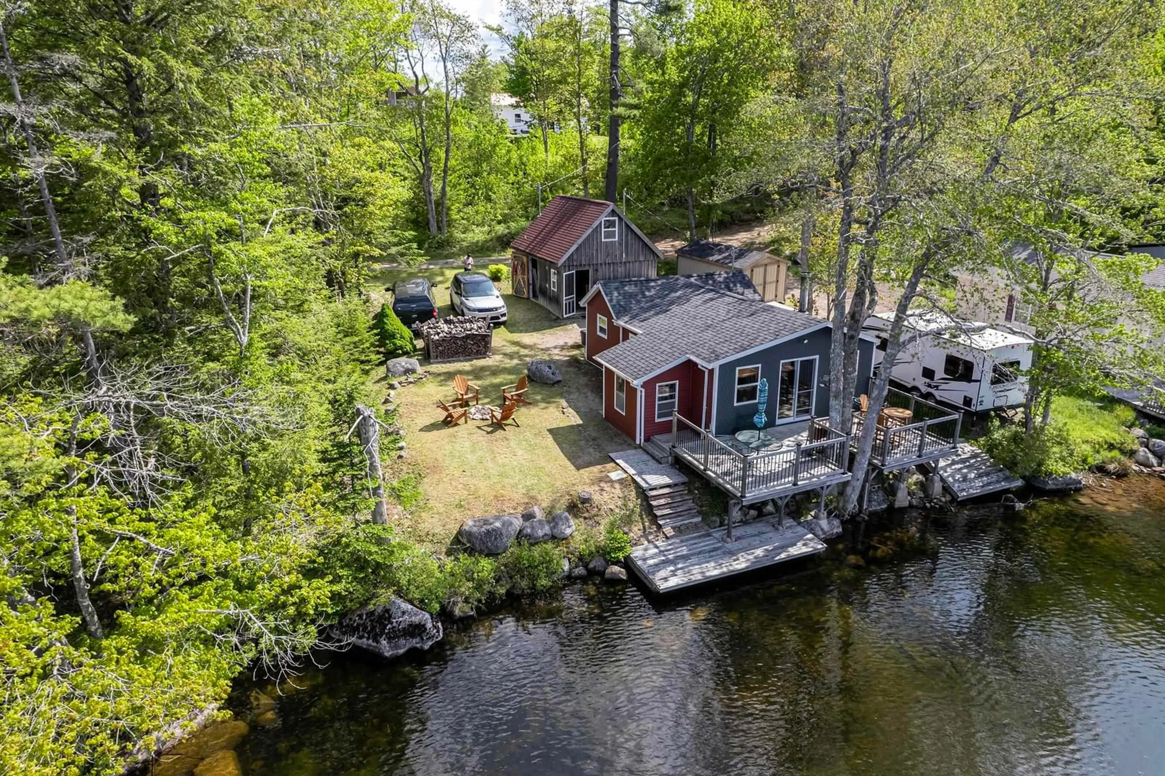 A pic from outside/outdoor area/front of a property/back of a property/a pic from drone, water/lake/river/ocean view for 20 Pine Grove Dr, New Albany Nova Scotia B0S 1P0